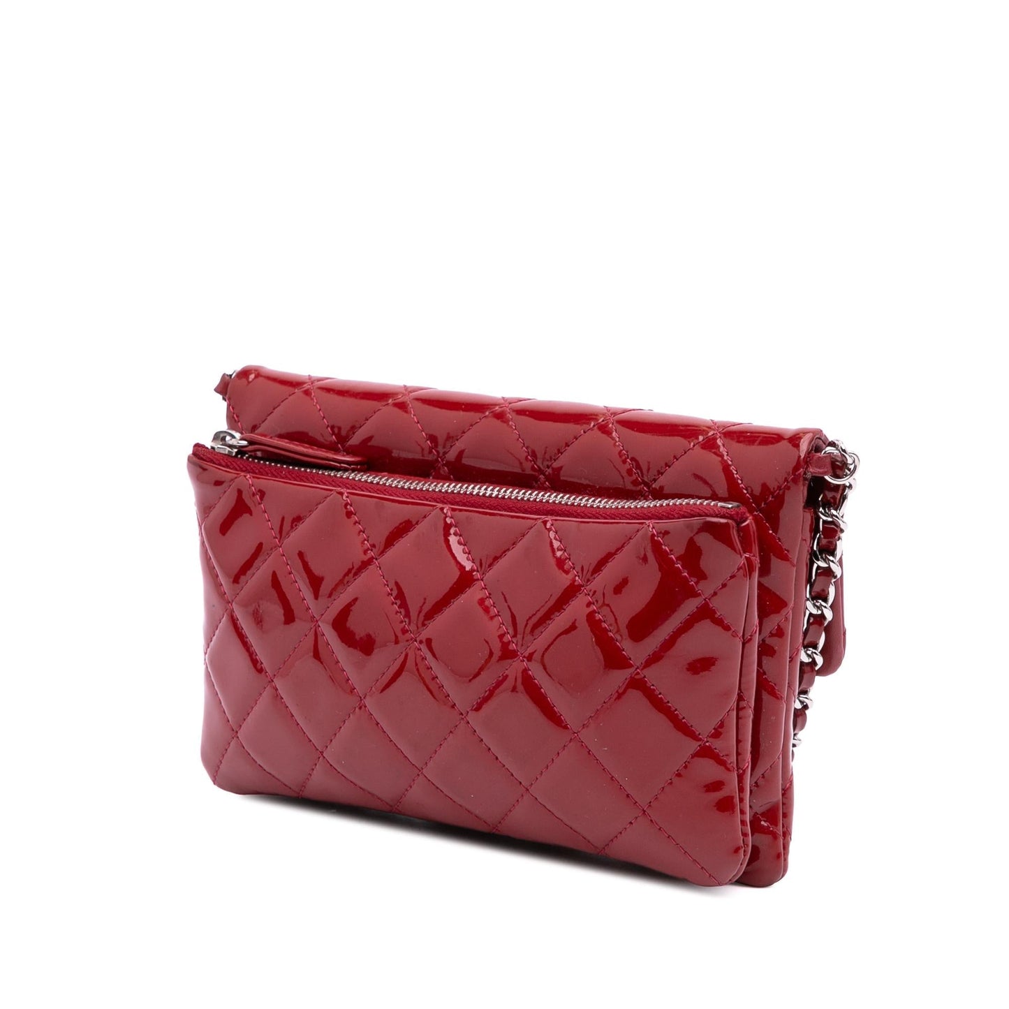 Chanel Quilted Patent Phone Holder on Mini Bag