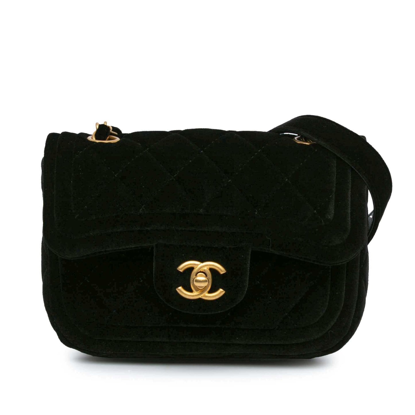 Chanel Quilted Velvet Double Frame Flap Mini Bag