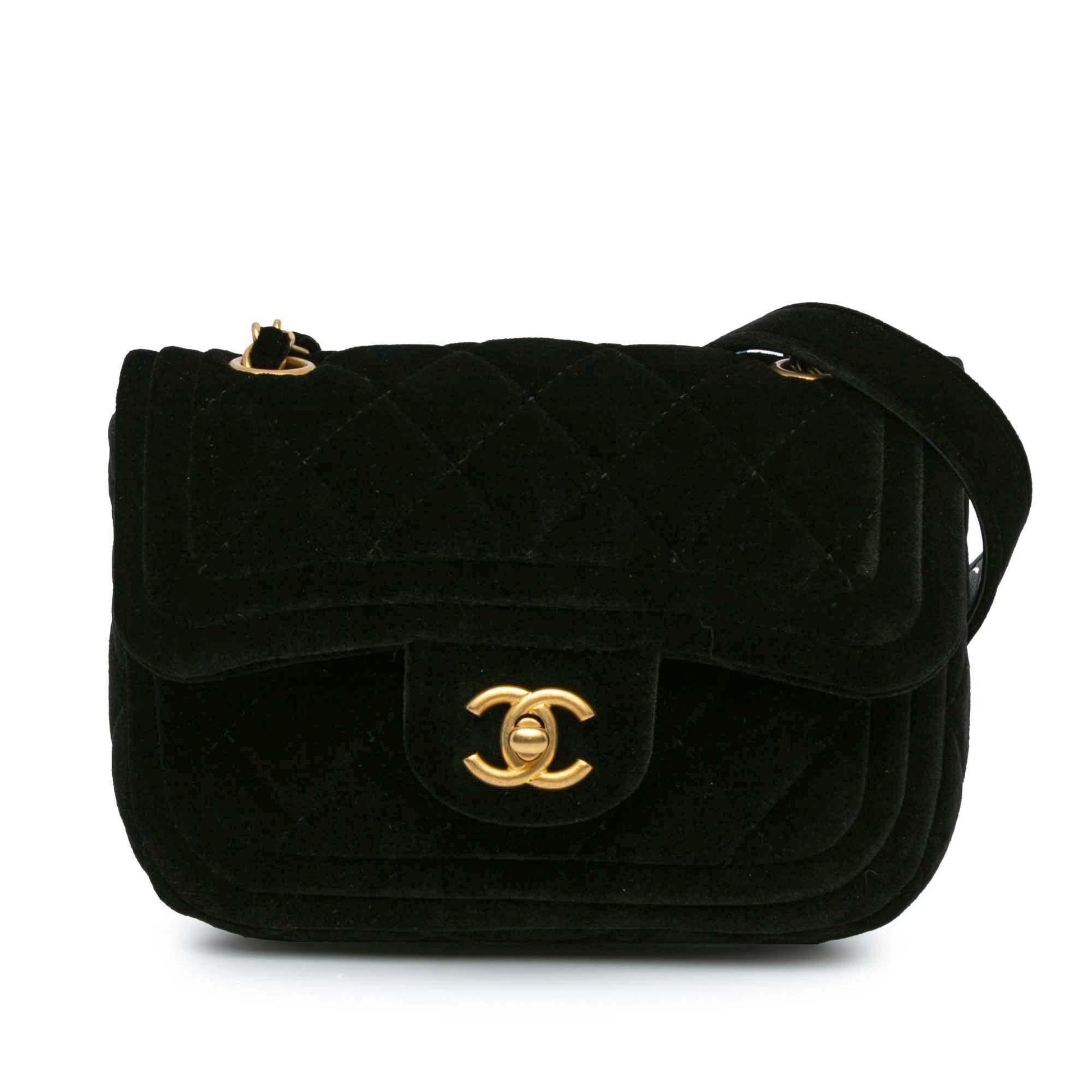 Chanel Quilted Velvet Double Frame Flap Mini Bag