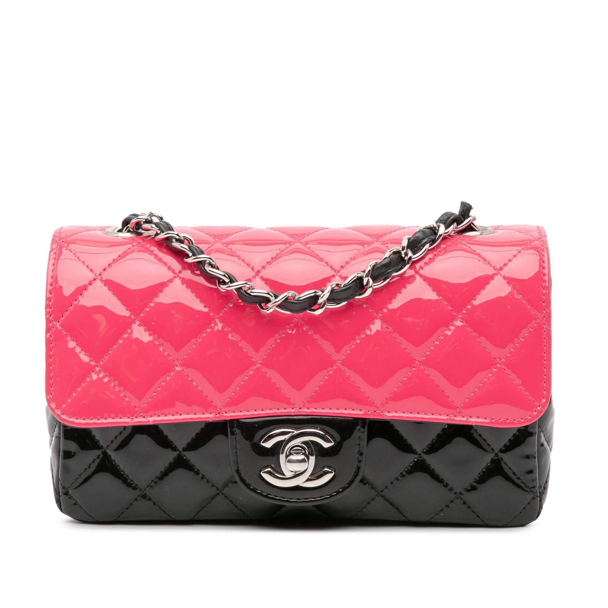 Chanel Rectangular Bicolor Patent Flap Leather Shoulder Bag Bag 1