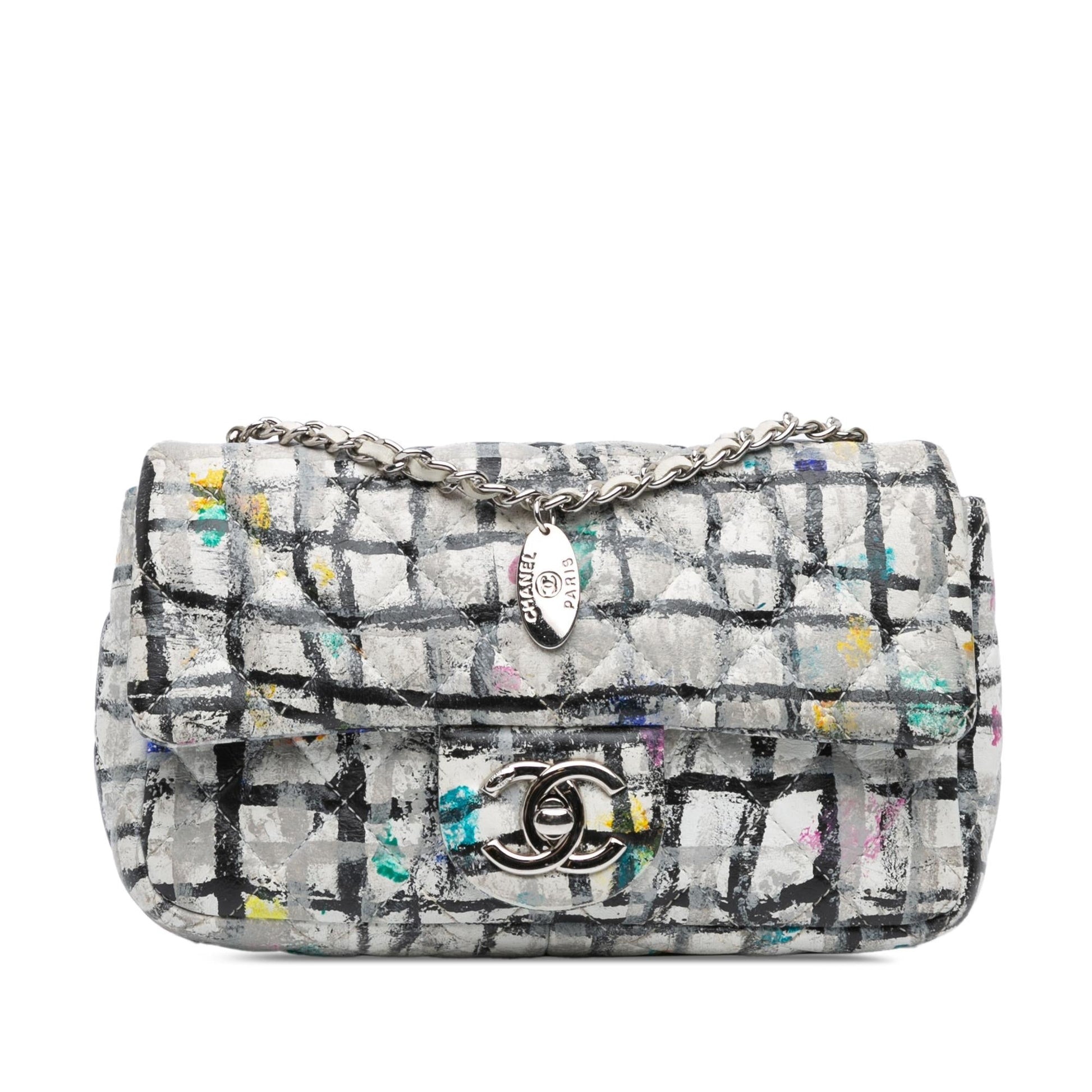 Chanel Rectangular Calfskin Hand Painted Graffiti Flap Mini Bag