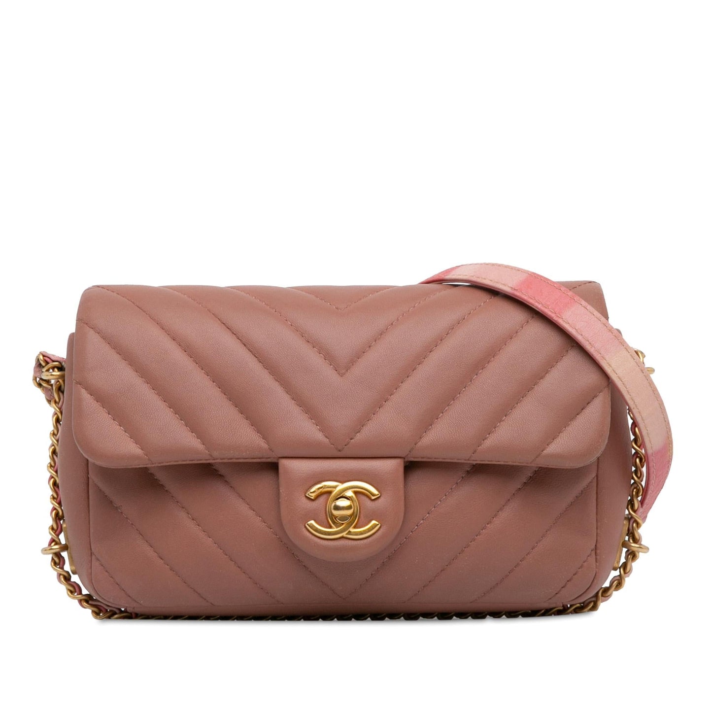 Chanel Rectangular Chevron Lambskin Around Flap SHG-MXUjLx Mini Bag