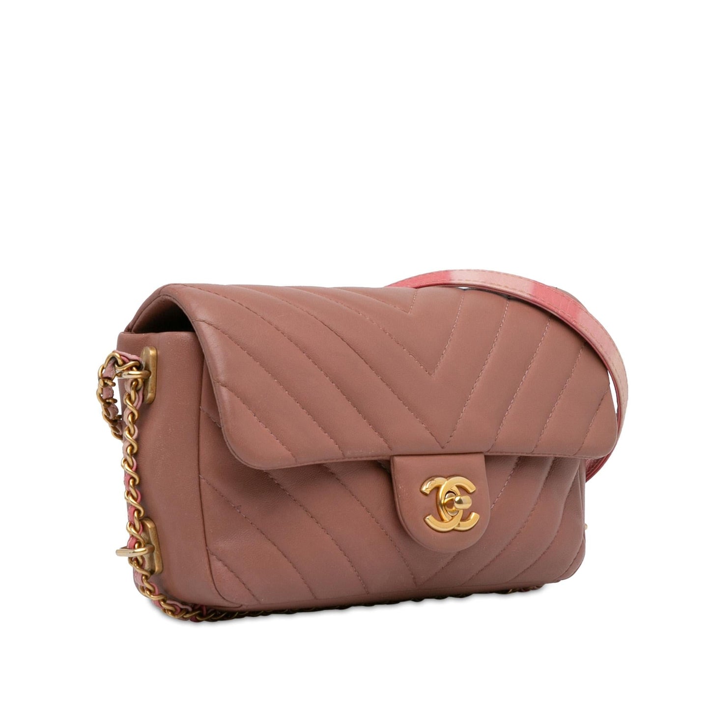 Chanel Rectangular Chevron Lambskin Around Flap SHG-MXUjLx Mini Bag