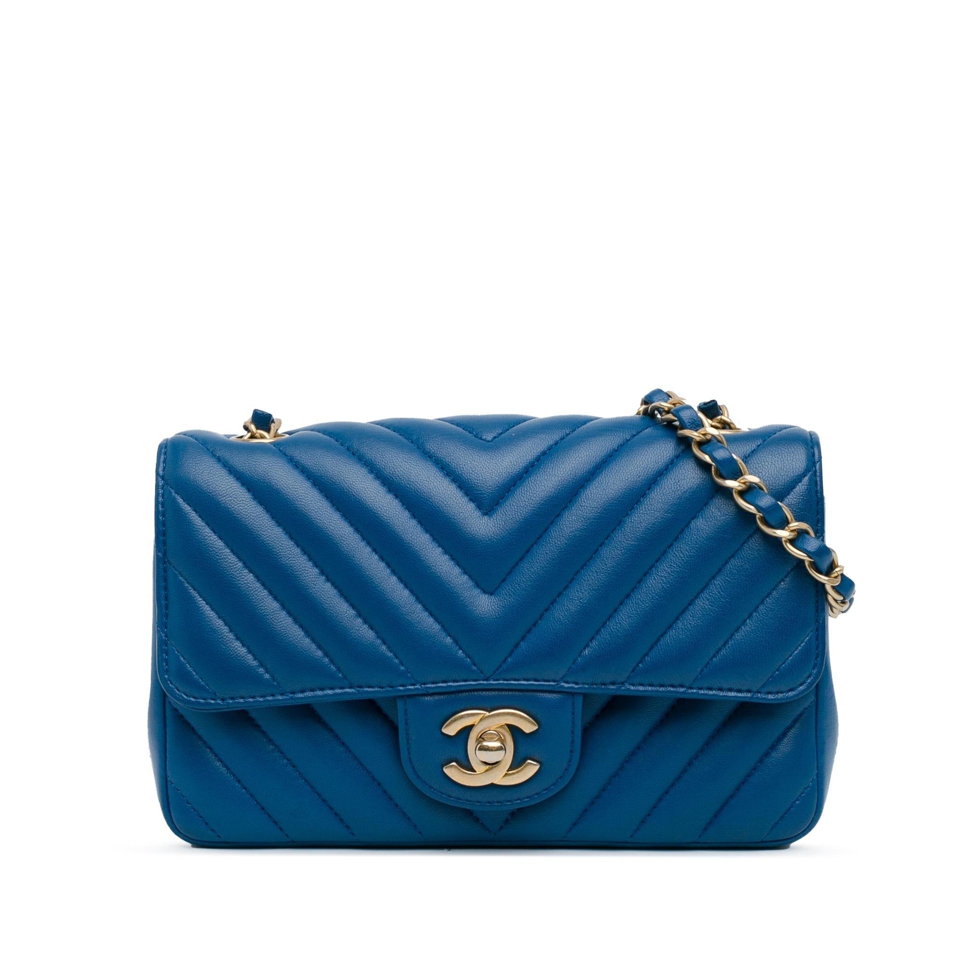 Chanel Rectangular Classic Chevron Lambskin Single Flap Mini Bag