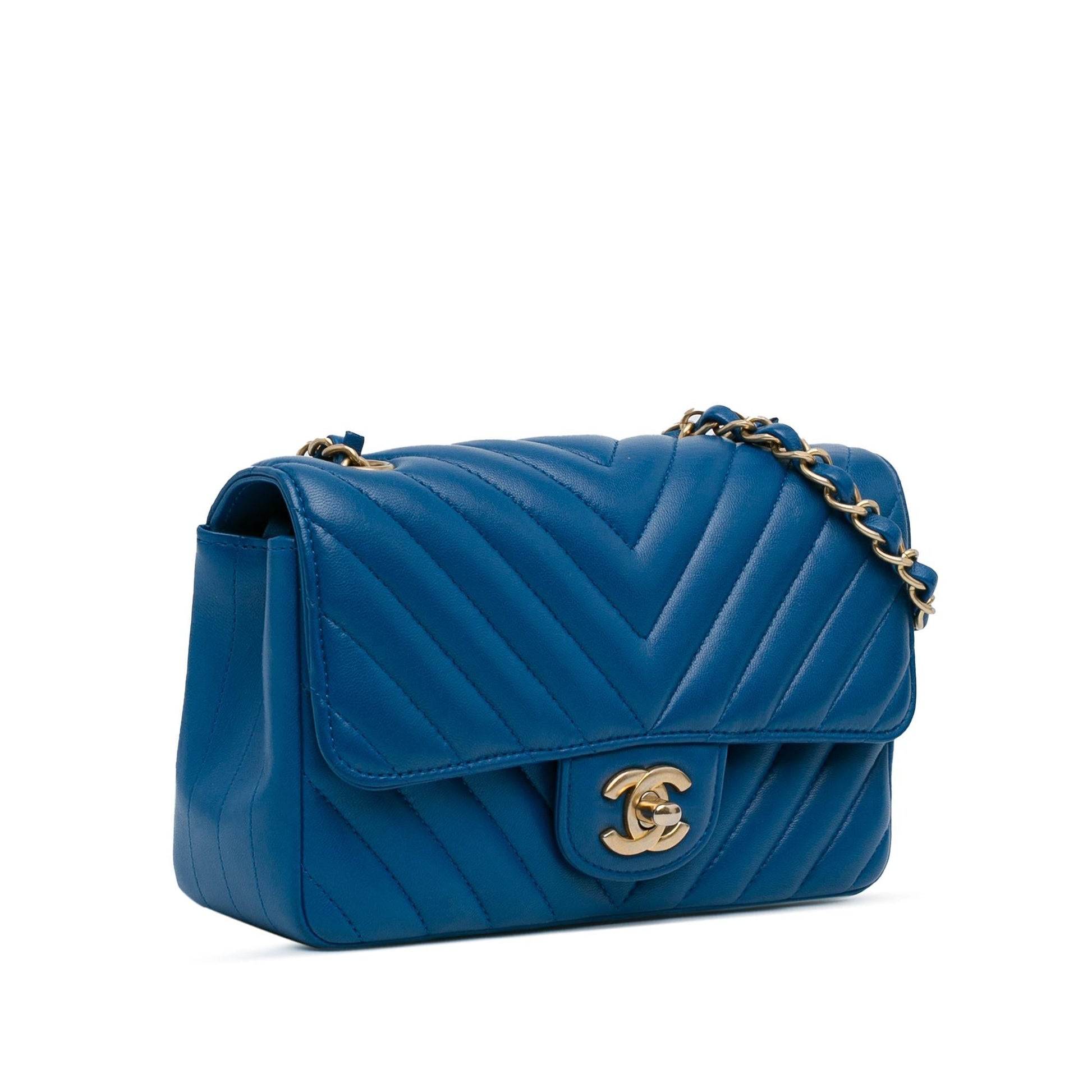 Chanel Rectangular Classic Chevron Lambskin Single Flap Mini Bag