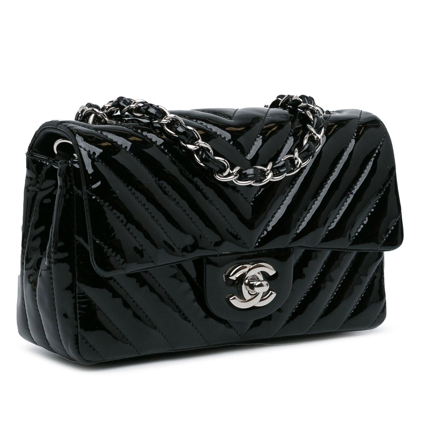 Chanel Rectangular Classic Chevron Patent Single Flap Mini Bag