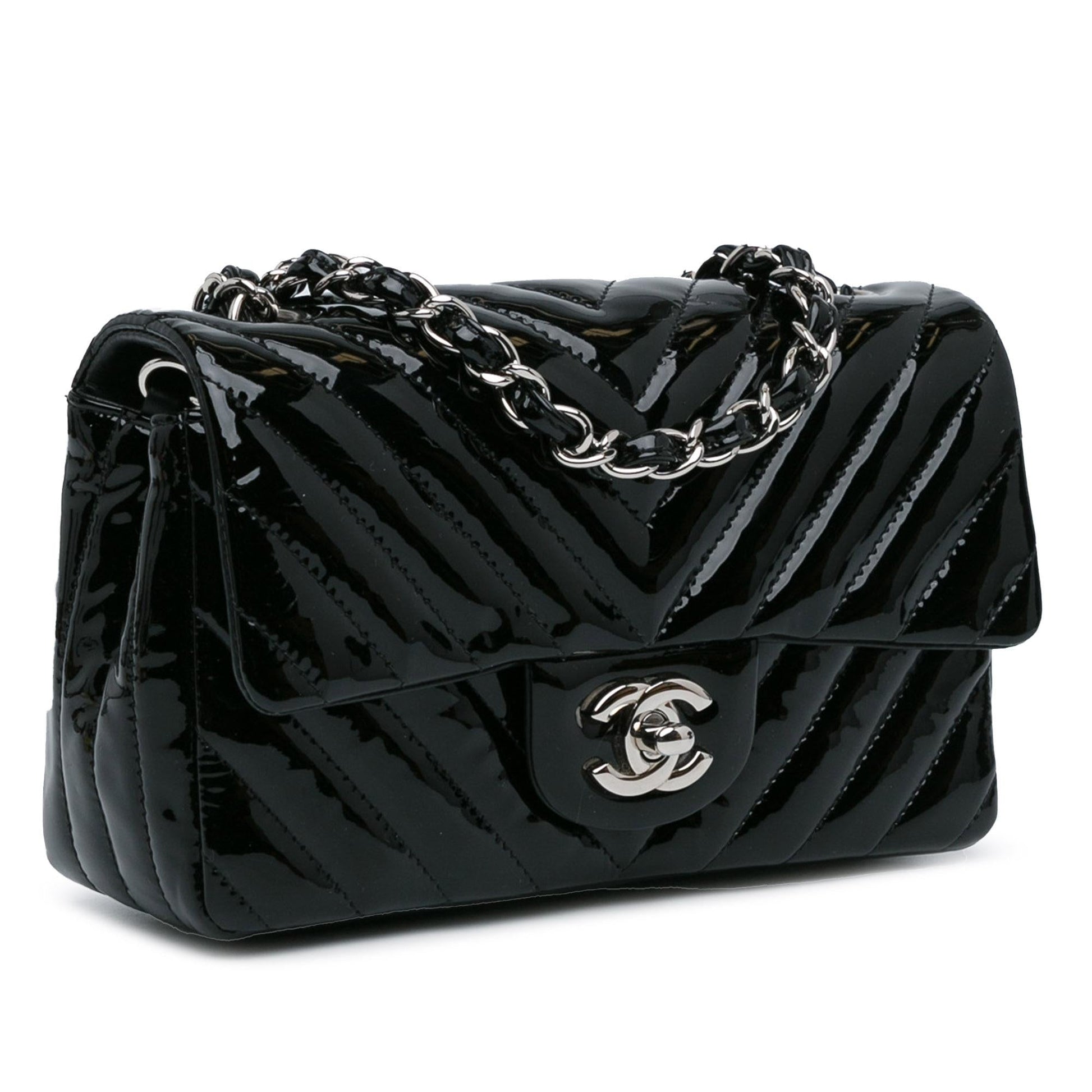 Chanel Mini Rectangular Classic Chevron Patent Single Flap (SHG-3MlT53)