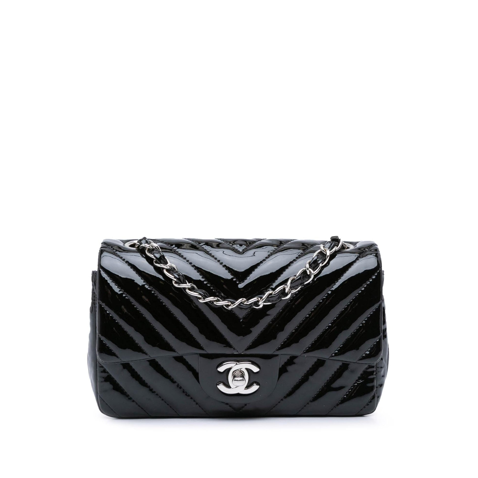 Chanel Rectangular Classic Chevron Patent Single Flap Mini Bag