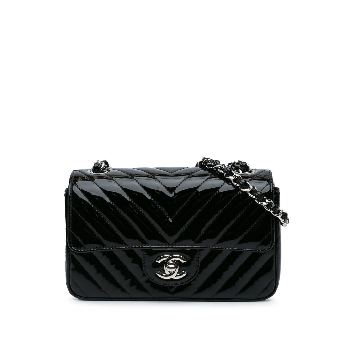 Chanel Rectangular Classic Chevron Patent Single Flap Mini Bag Single Flap