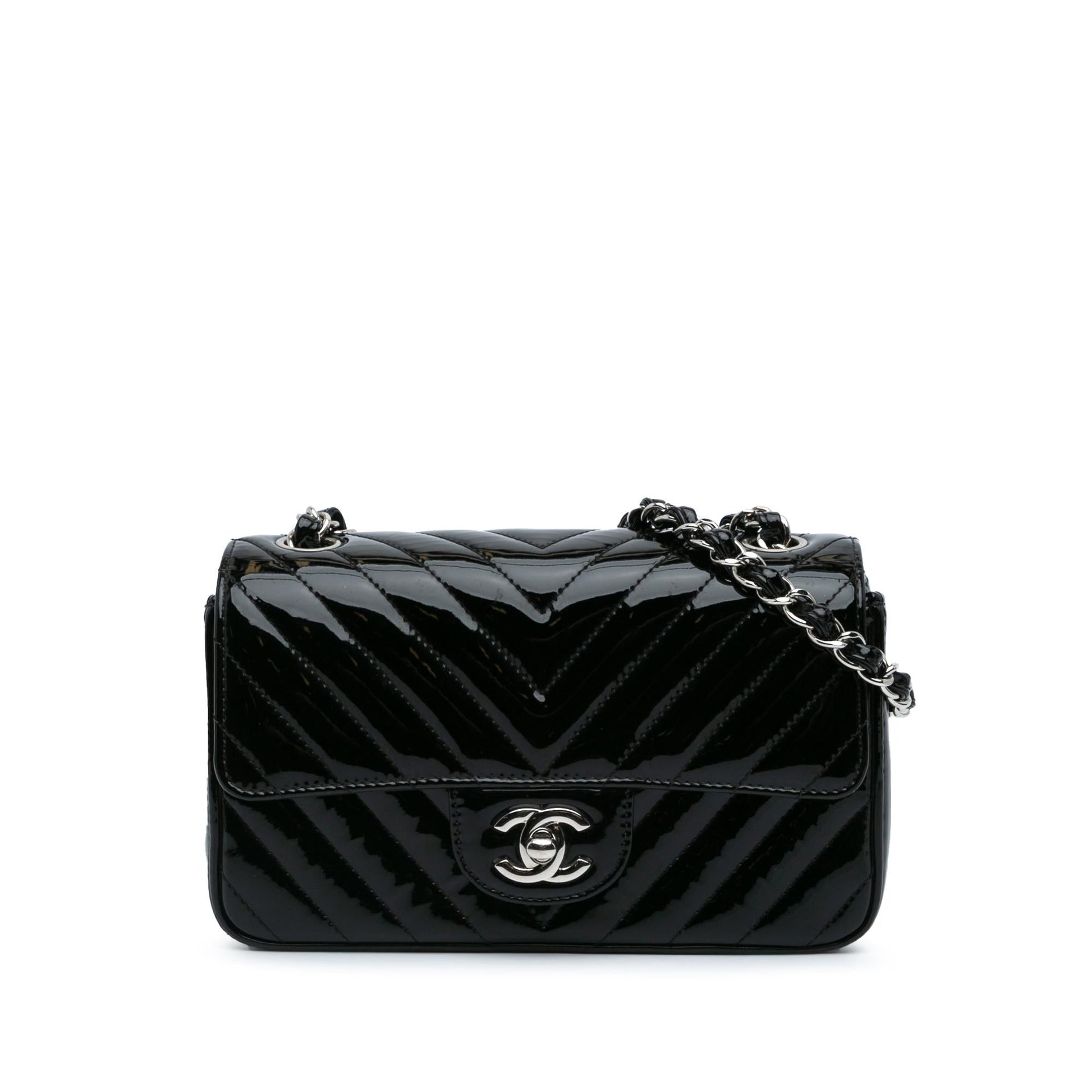 Chanel Rectangular Classic Chevron Patent Single Flap Mini Bag Single Flap