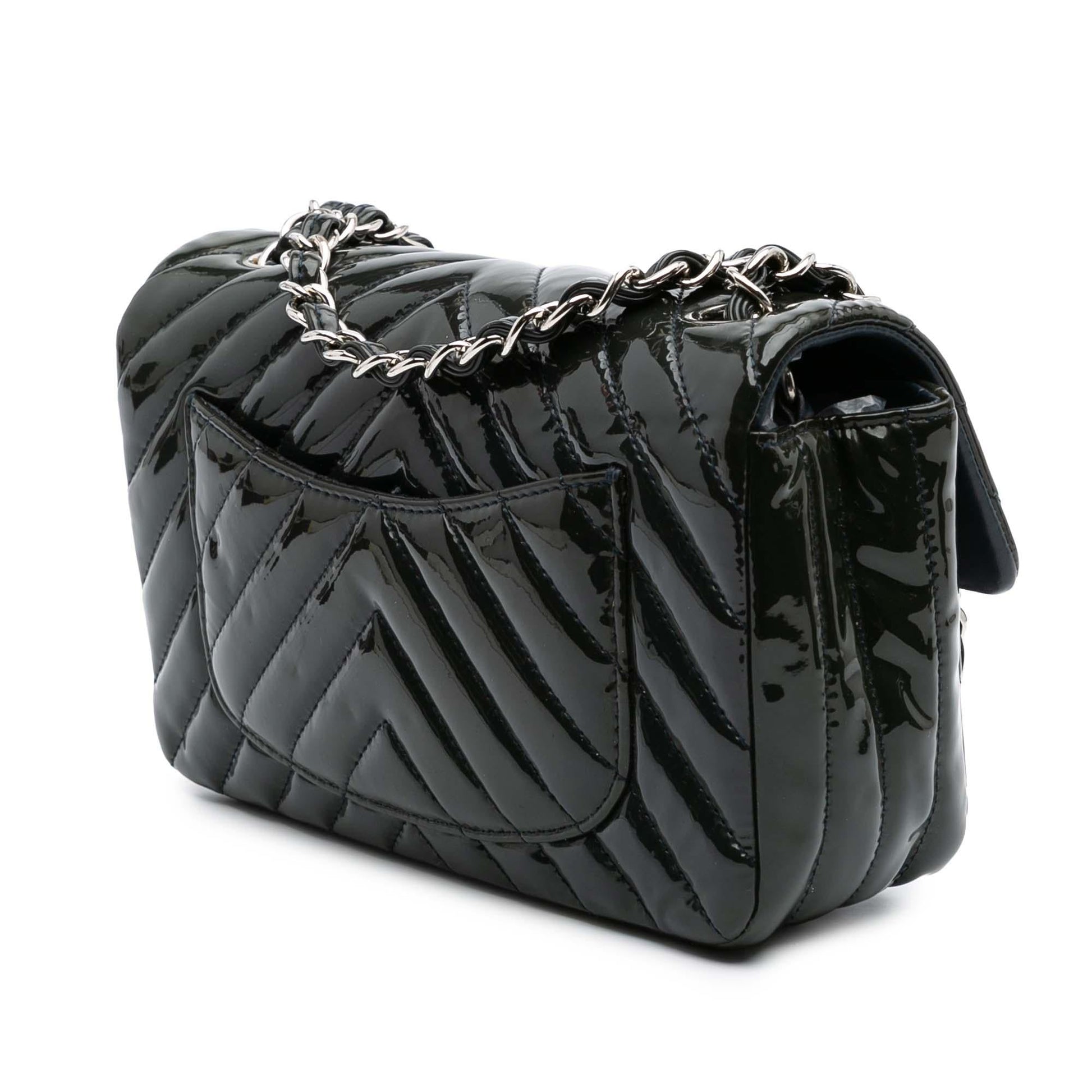 Chanel Rectangular Classic Chevron Patent Single Flap Mini Bag Flap 1