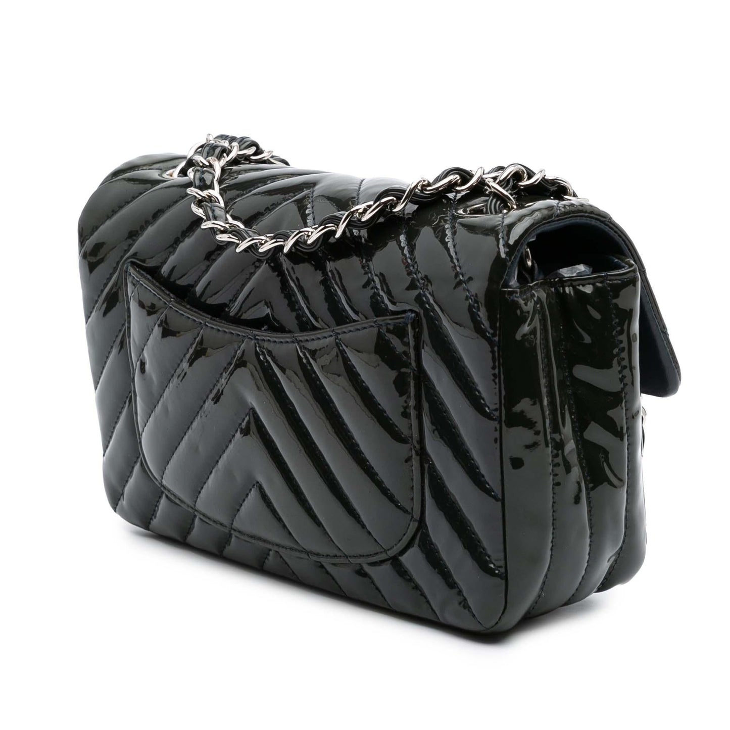 Chanel Rectangular Classic Chevron Patent Single Flap Mini Bag Flap 2