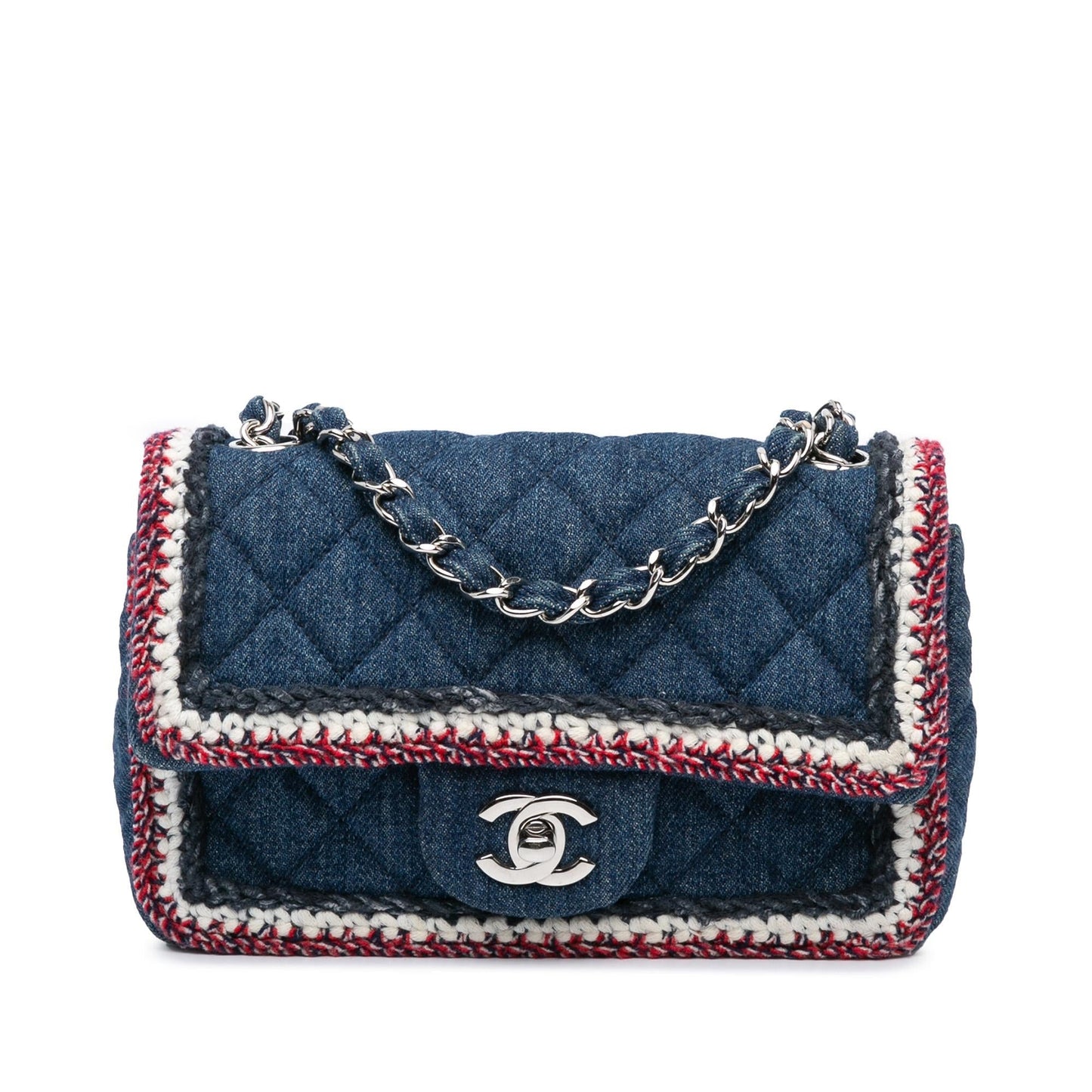 Chanel Rectangular Classic Denim Tweed Framed Single Mini Bag Single Flap