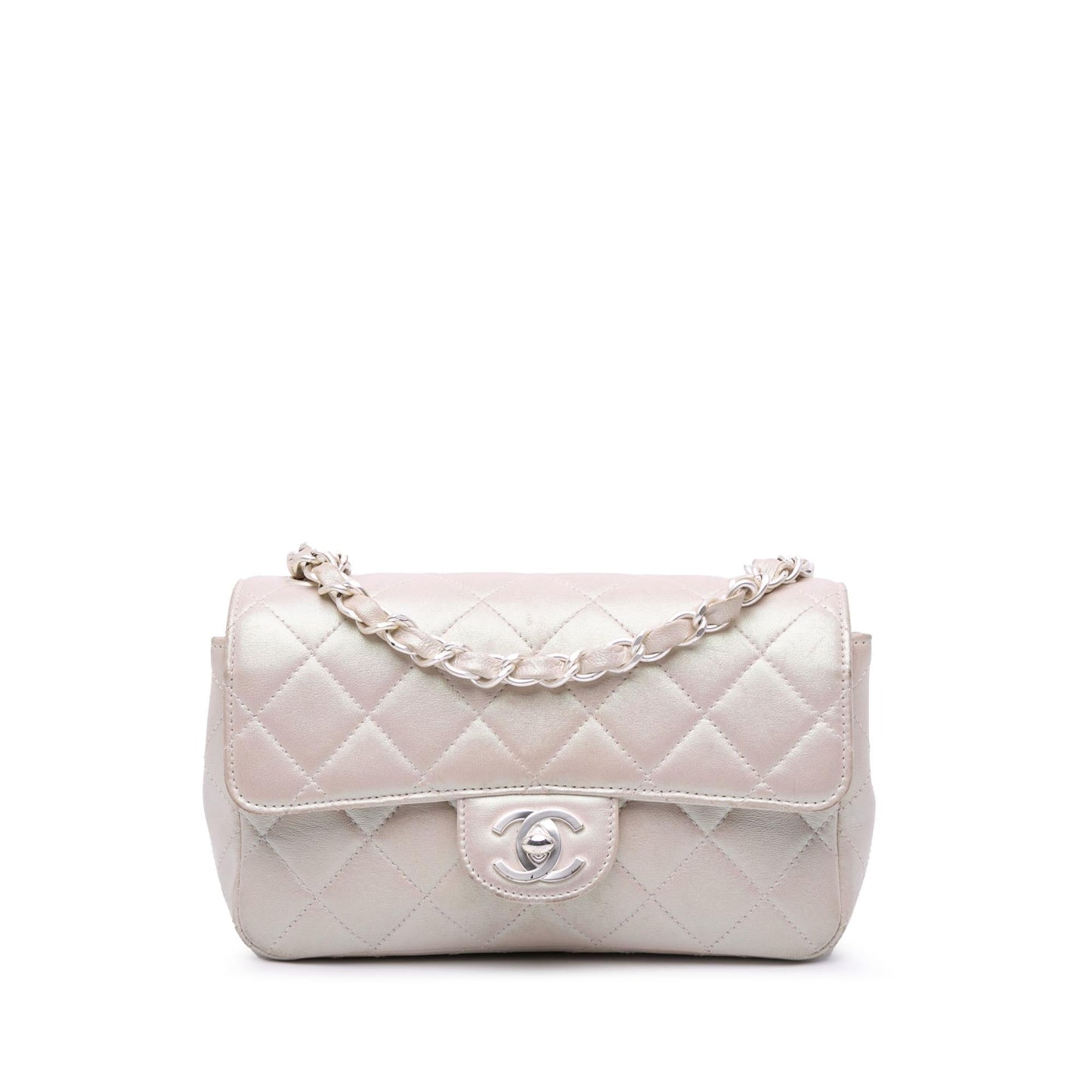 Chanel Rectangular Classic Iridescent Lambskin Single Flap Mini Bag Flap 1