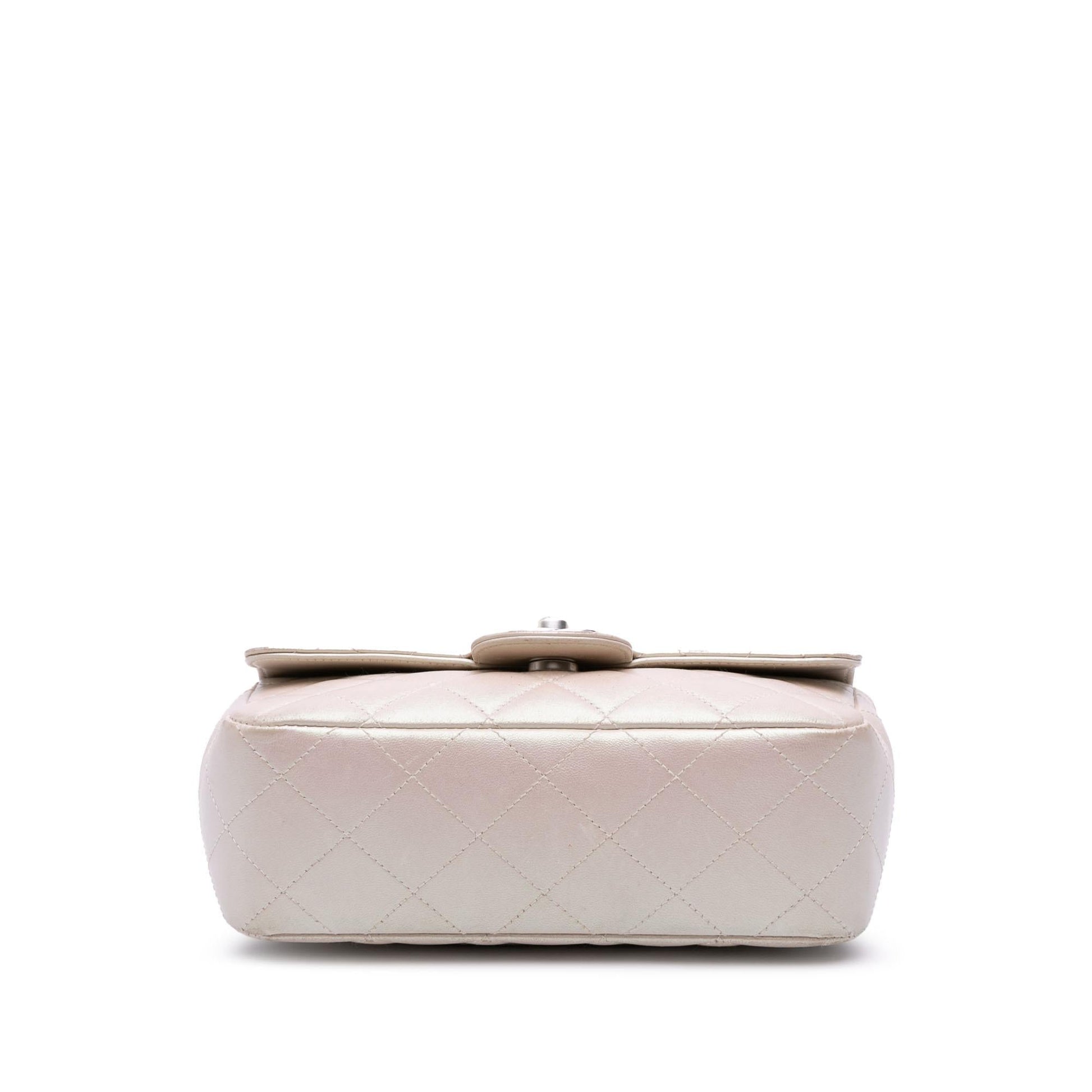 Chanel Rectangular Classic Iridescent Lambskin Single Flap Mini Bag Flap 2