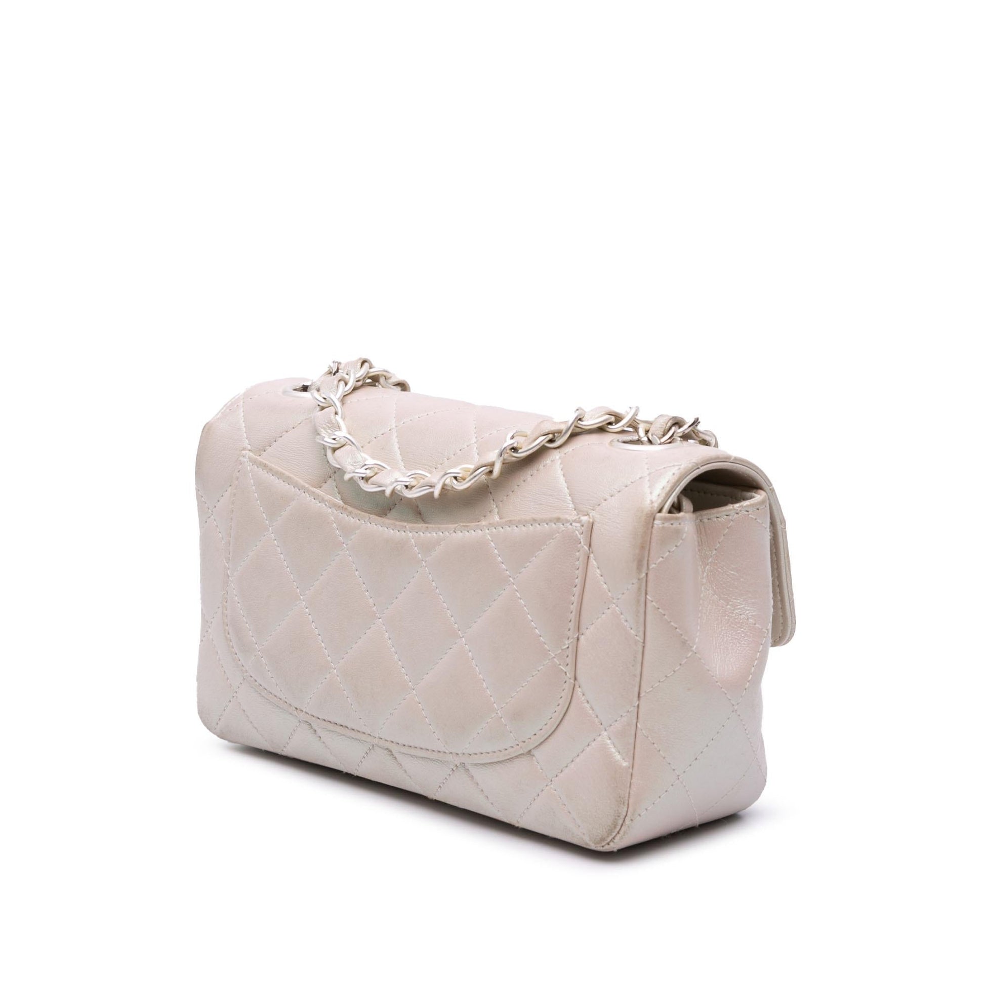 Chanel Rectangular Classic Iridescent Lambskin Single Flap Mini Bag Flap 2
