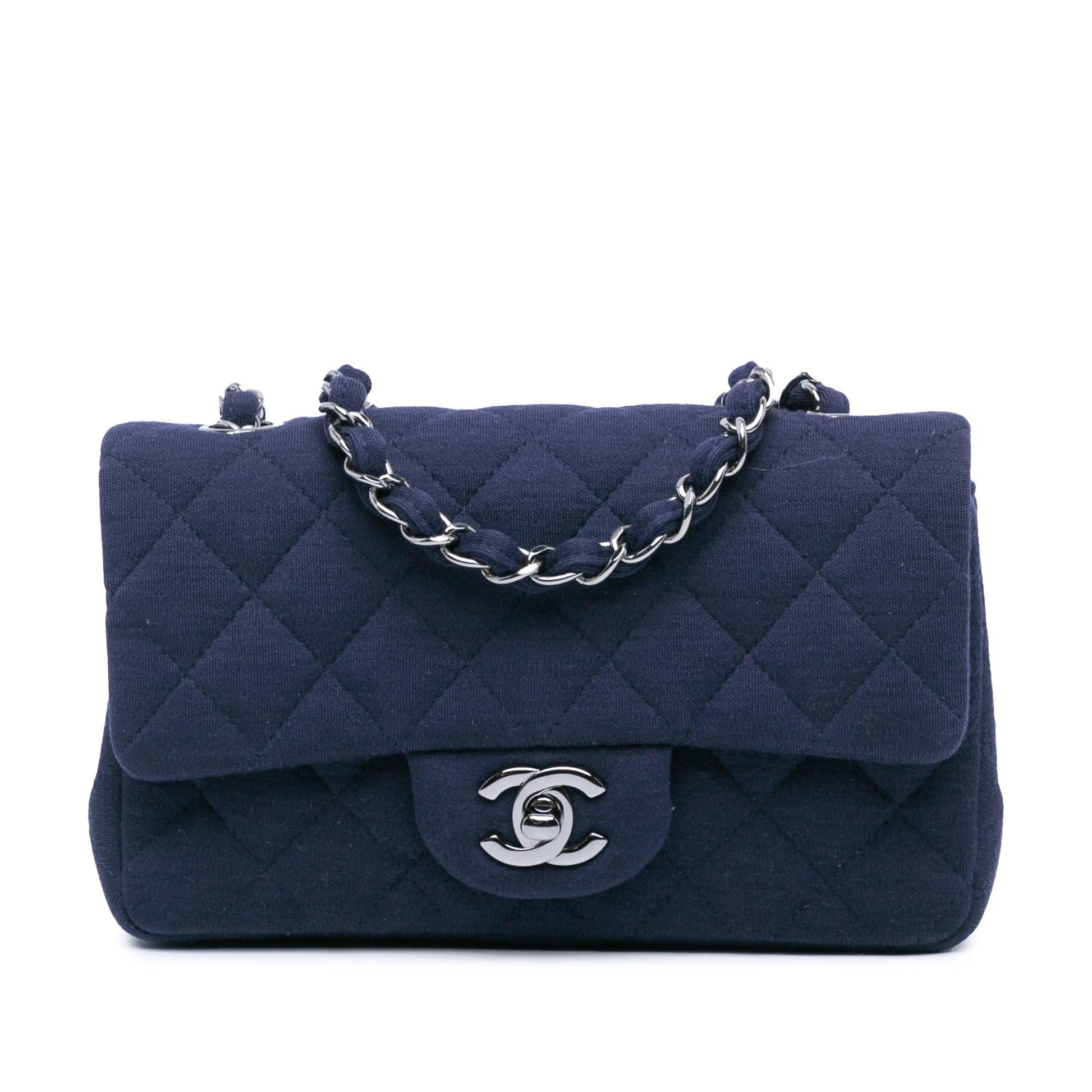 Chanel Rectangular Classic Jersey Single Flap Mini Bag Shg Jxuyng