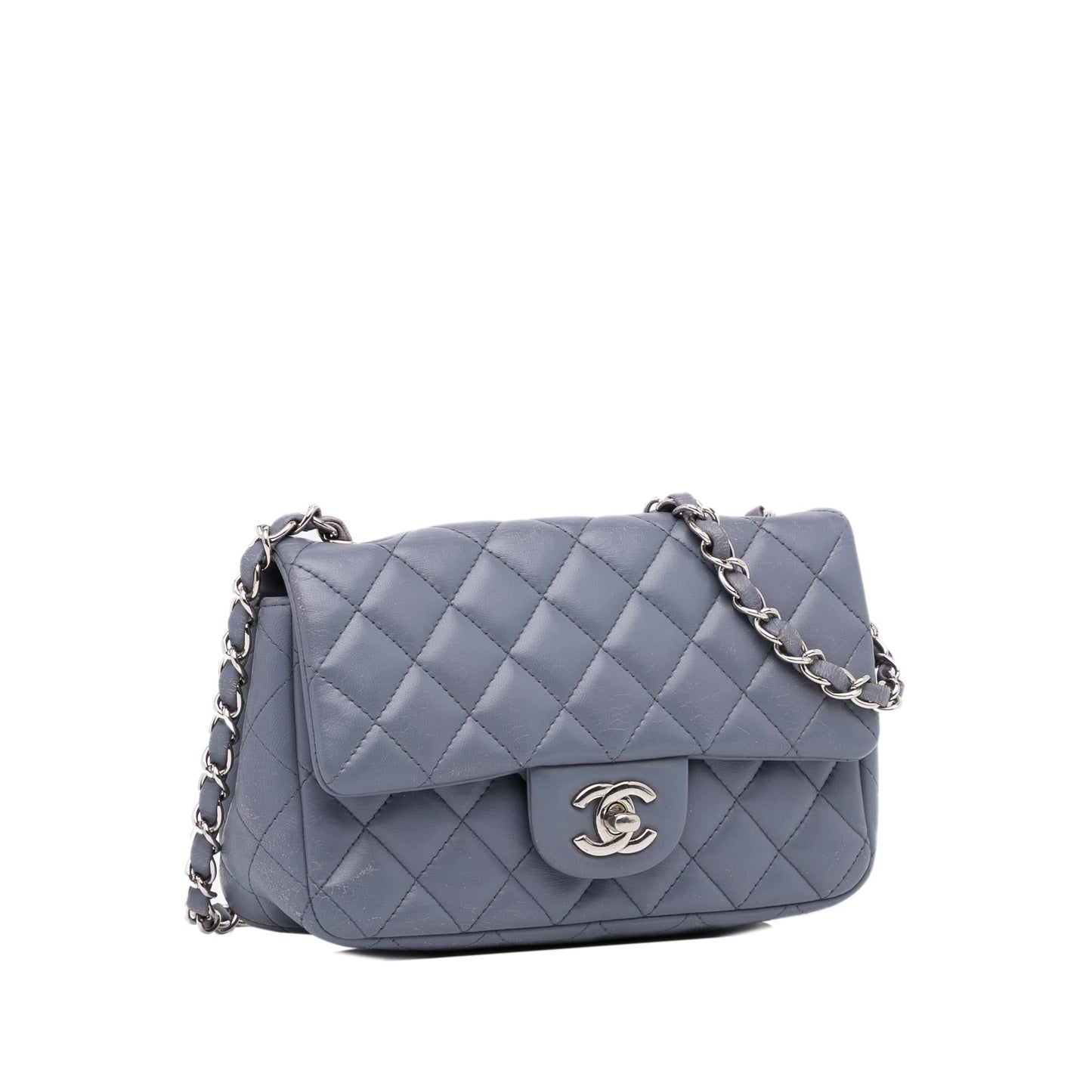 Chanel Rectangular Classic Lambskin Single Flap Handbag Denim Jewelry