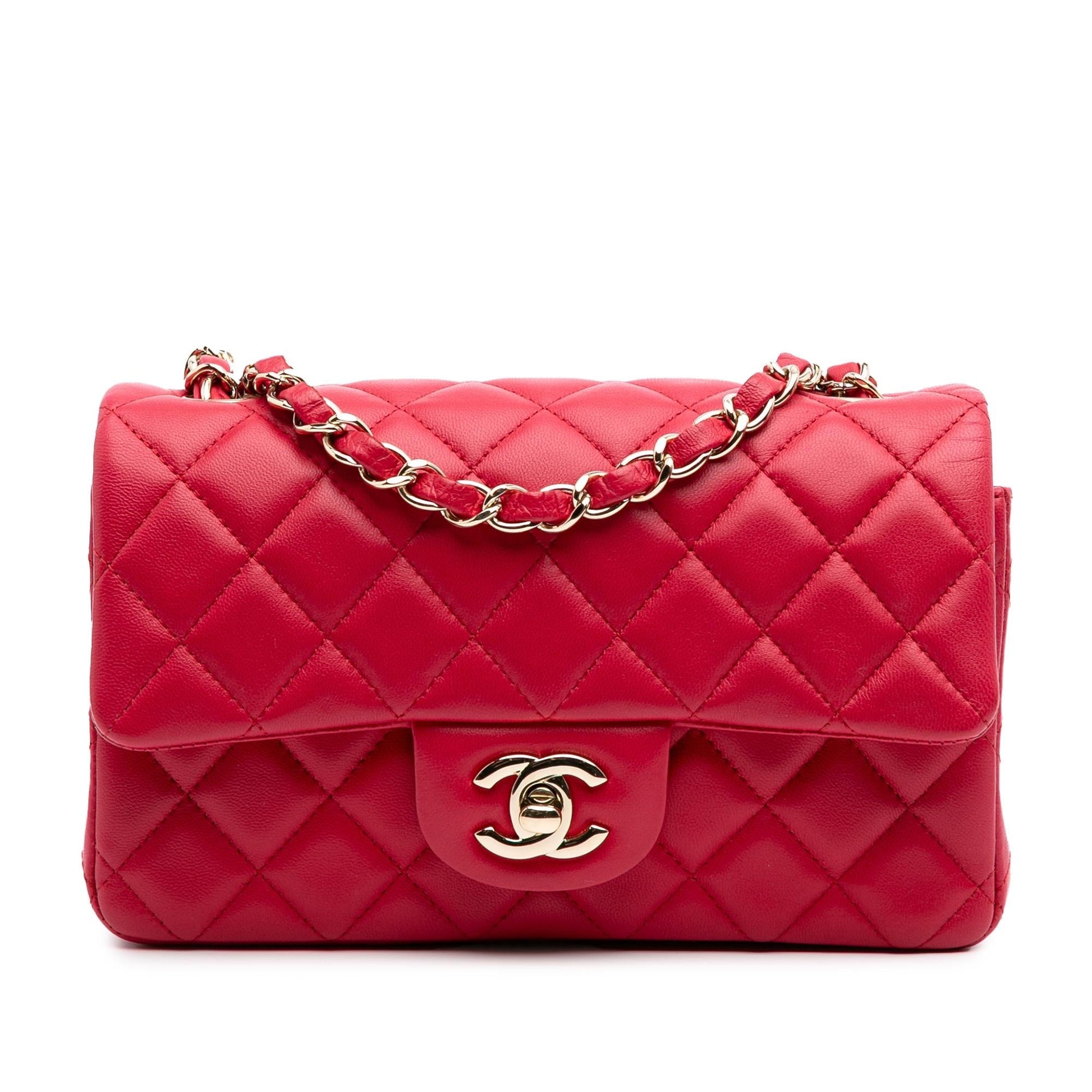 Chanel Rectangular Classic Lambskin Single Flap Mini Bag Flap 8