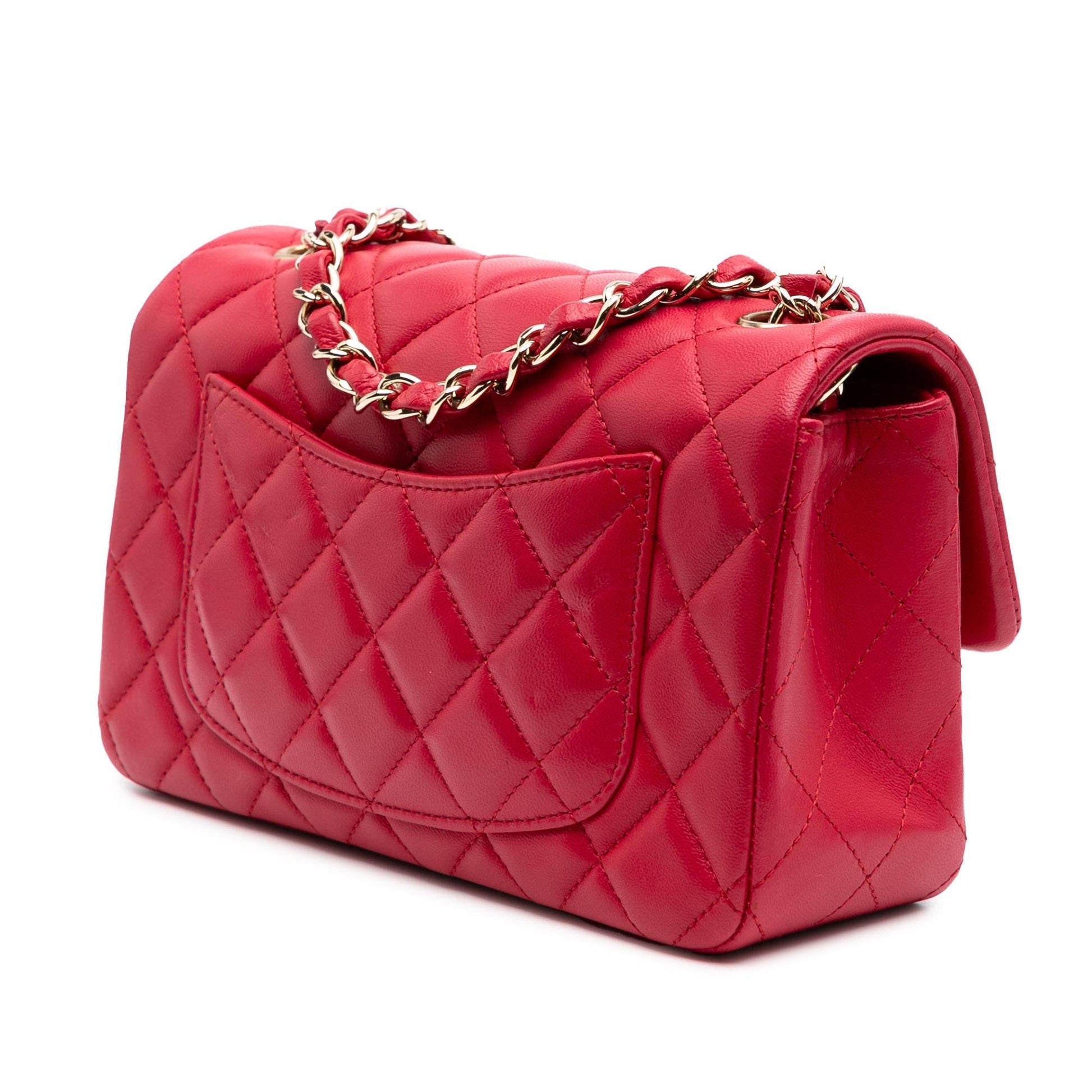 Chanel Rectangular Classic Lambskin Single Flap Mini Bag Flap 8