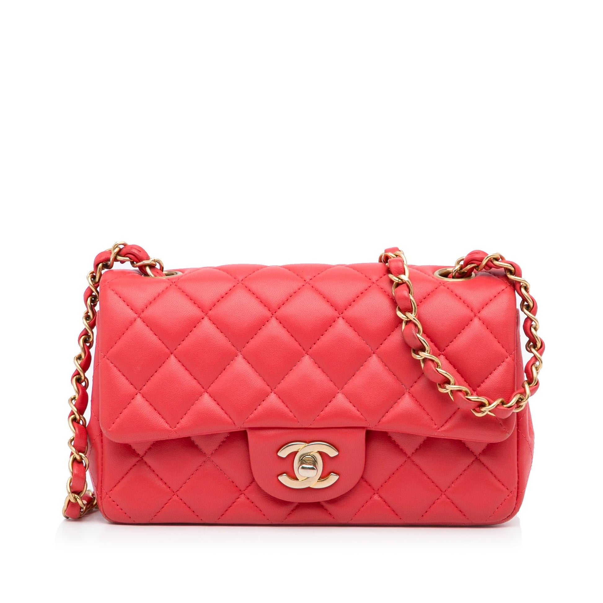 Chanel Rectangular Classic Lambskin Single Flap Mini Bag Flap 12