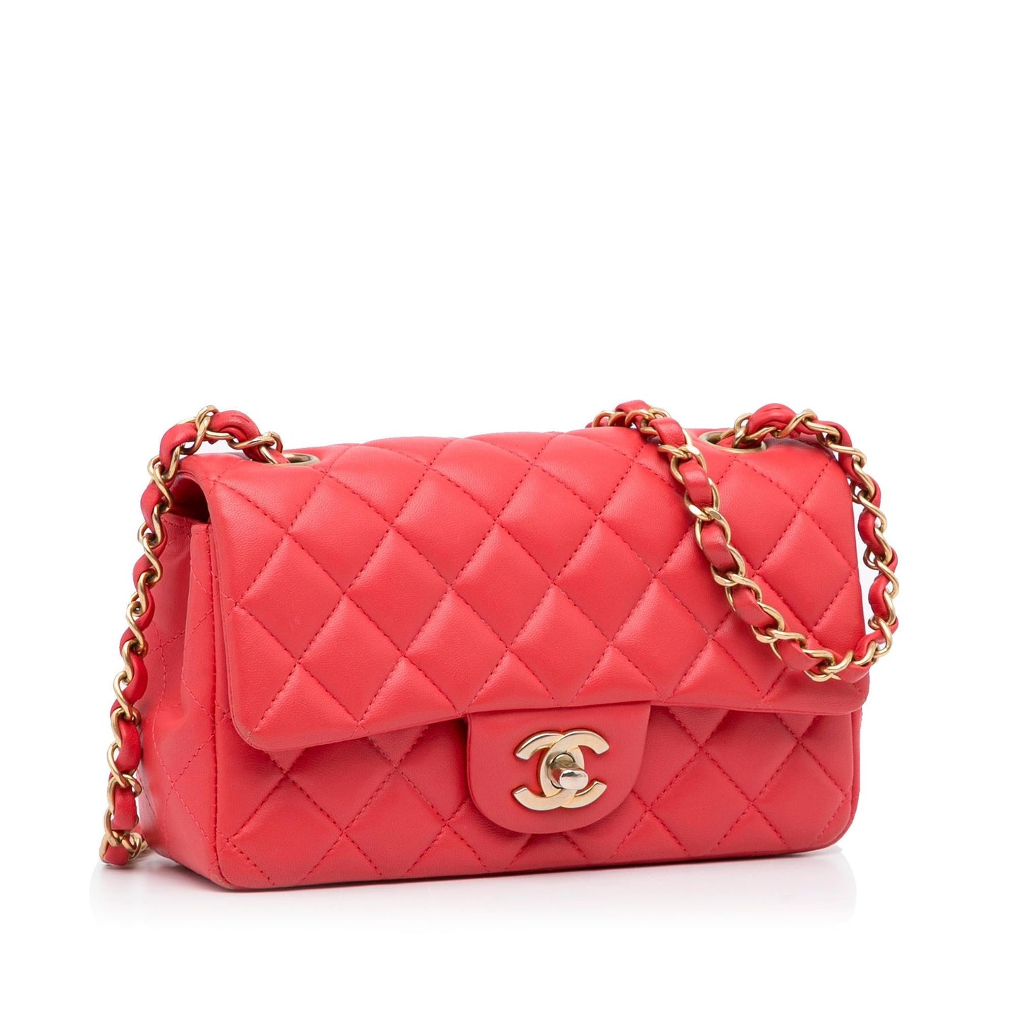 Chanel Rectangular Classic Lambskin Single Flap Mini Bag Flap 12