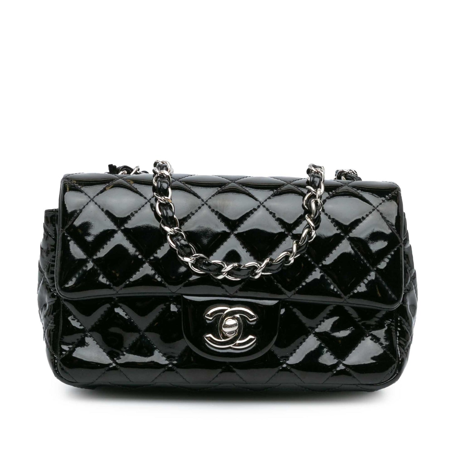 Chanel Rectangular Classic Patent Single Flap Mini Bag Flap 13