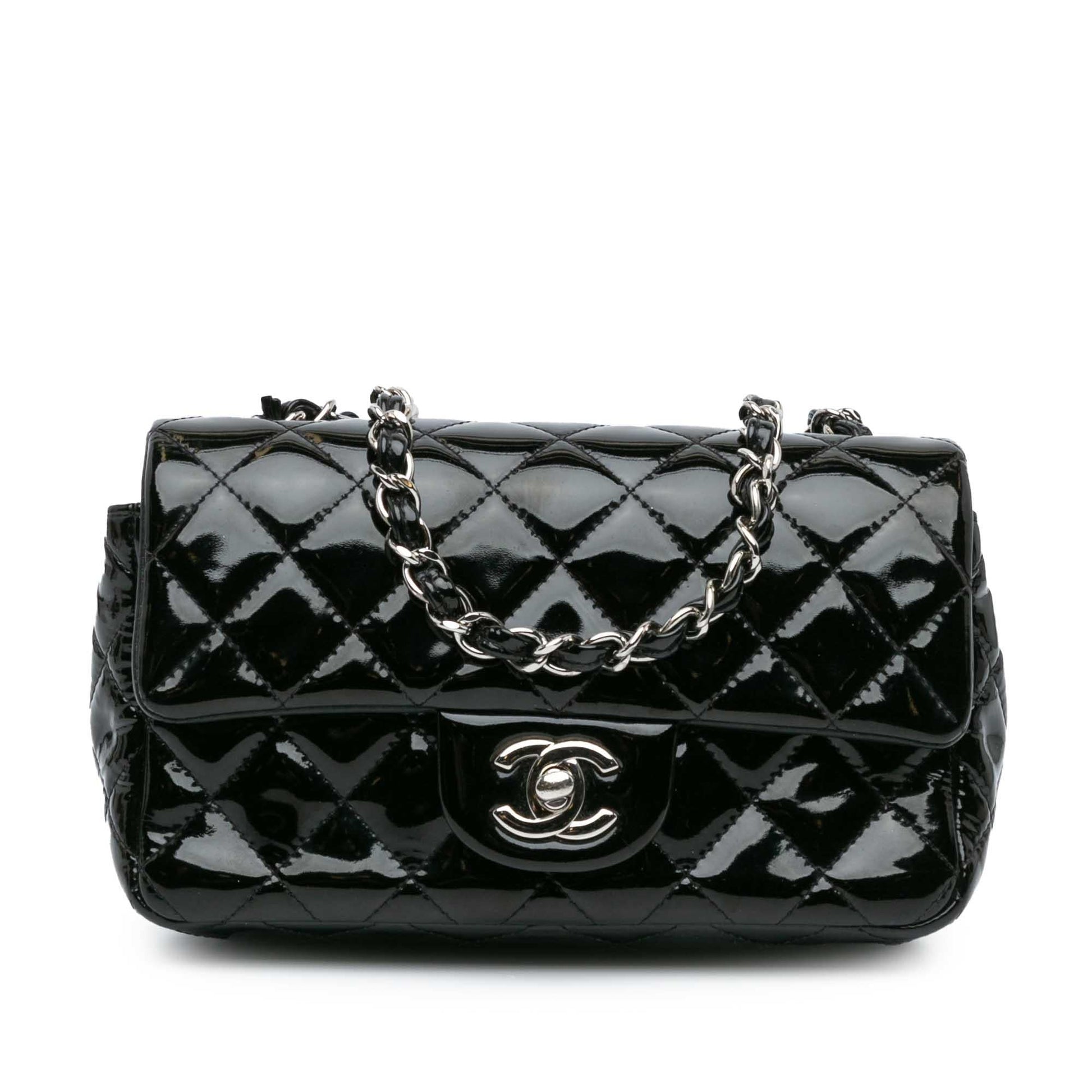 Chanel Rectangular Classic Patent Single Flap Mini Bag Flap 13
