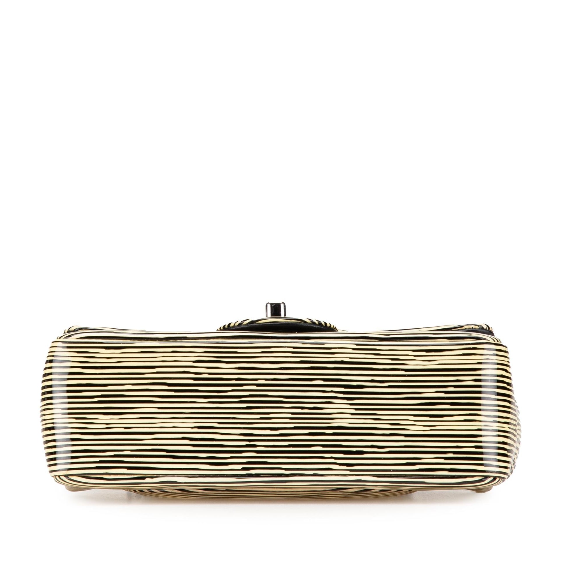 Chanel Rectangular Classic Patent Striped Single Flap Mini Bag