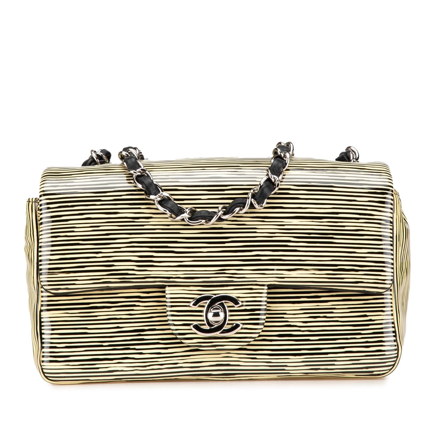 Chanel Rectangular Classic Patent Striped Single Flap Mini Bag