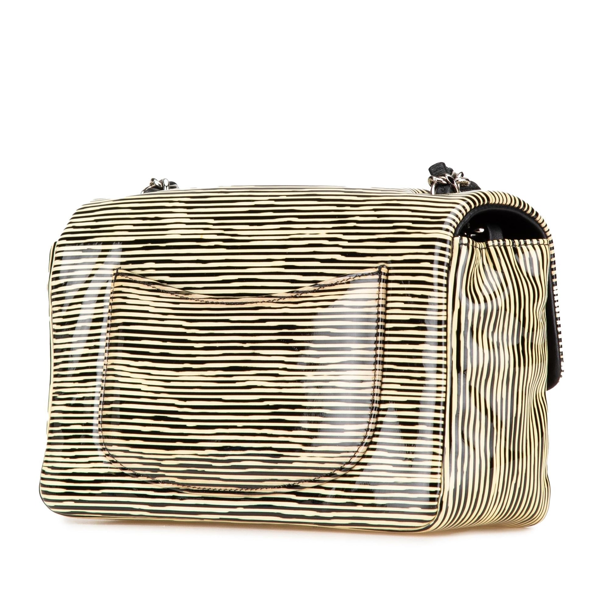 Chanel Rectangular Classic Patent Striped Single Flap Mini Bag