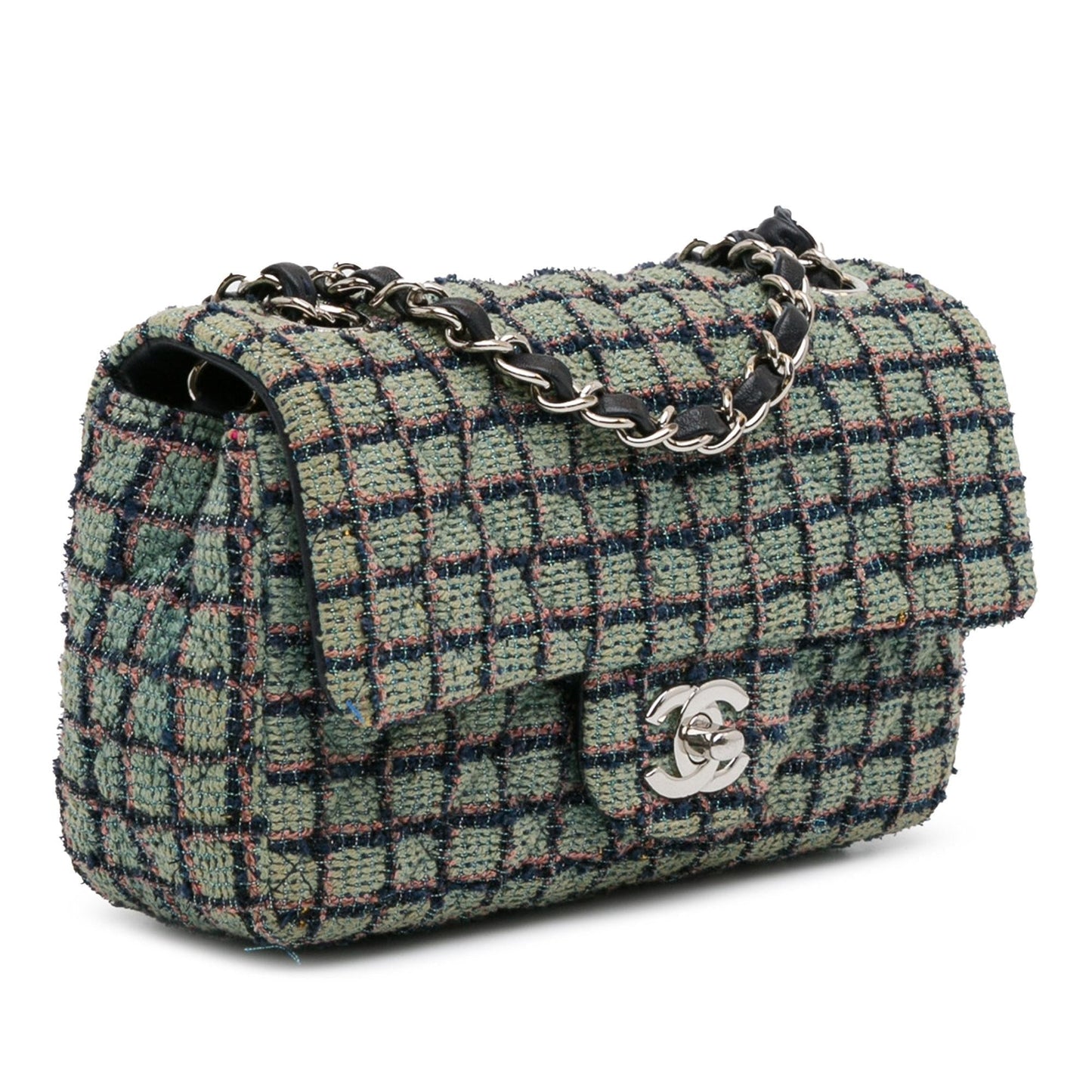 Chanel Mini Rectangular Classic Tweed Flap (SHG-QUYc9A)