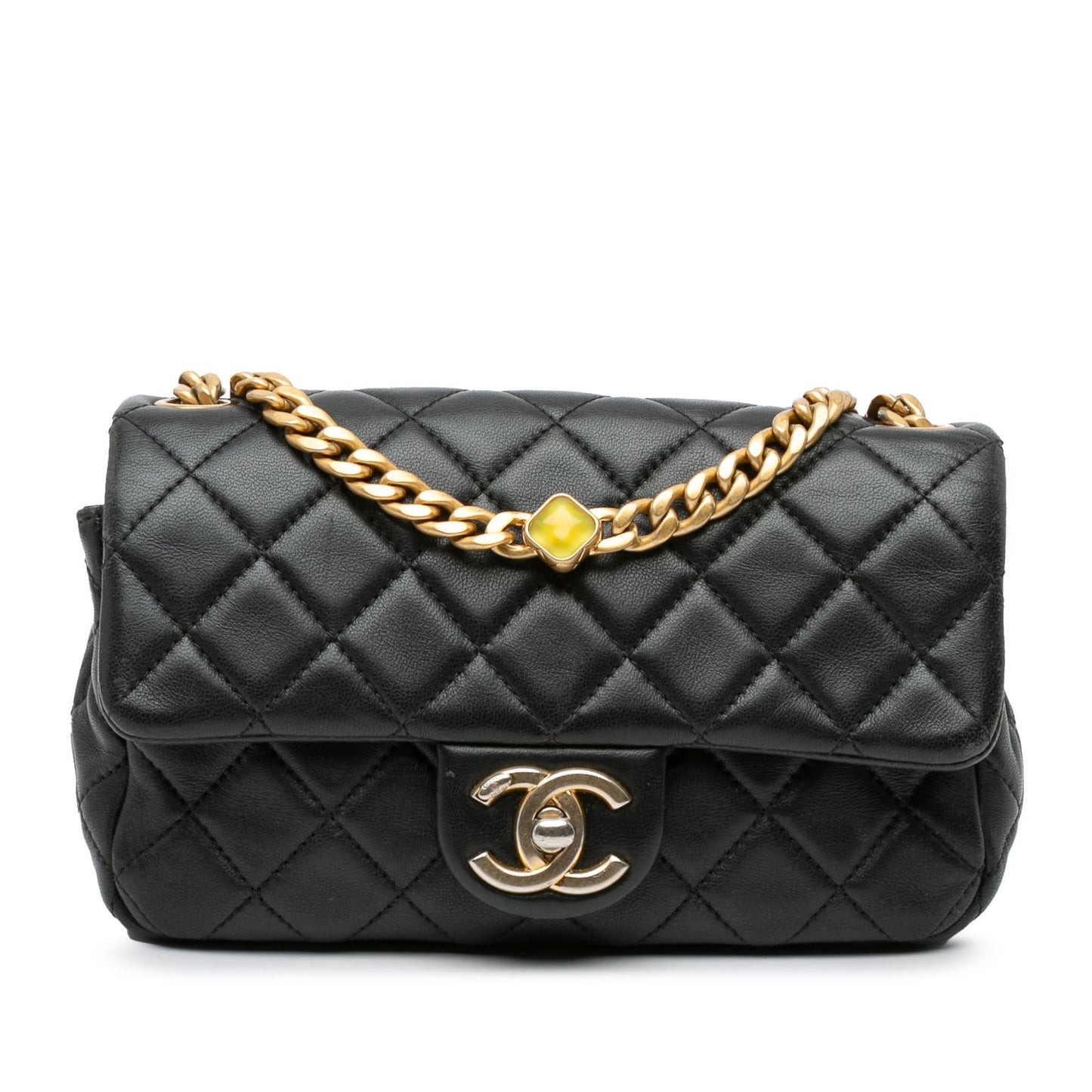 Chanel Rectangular Lambskin Pearl Samba Single Flap Mini Bag