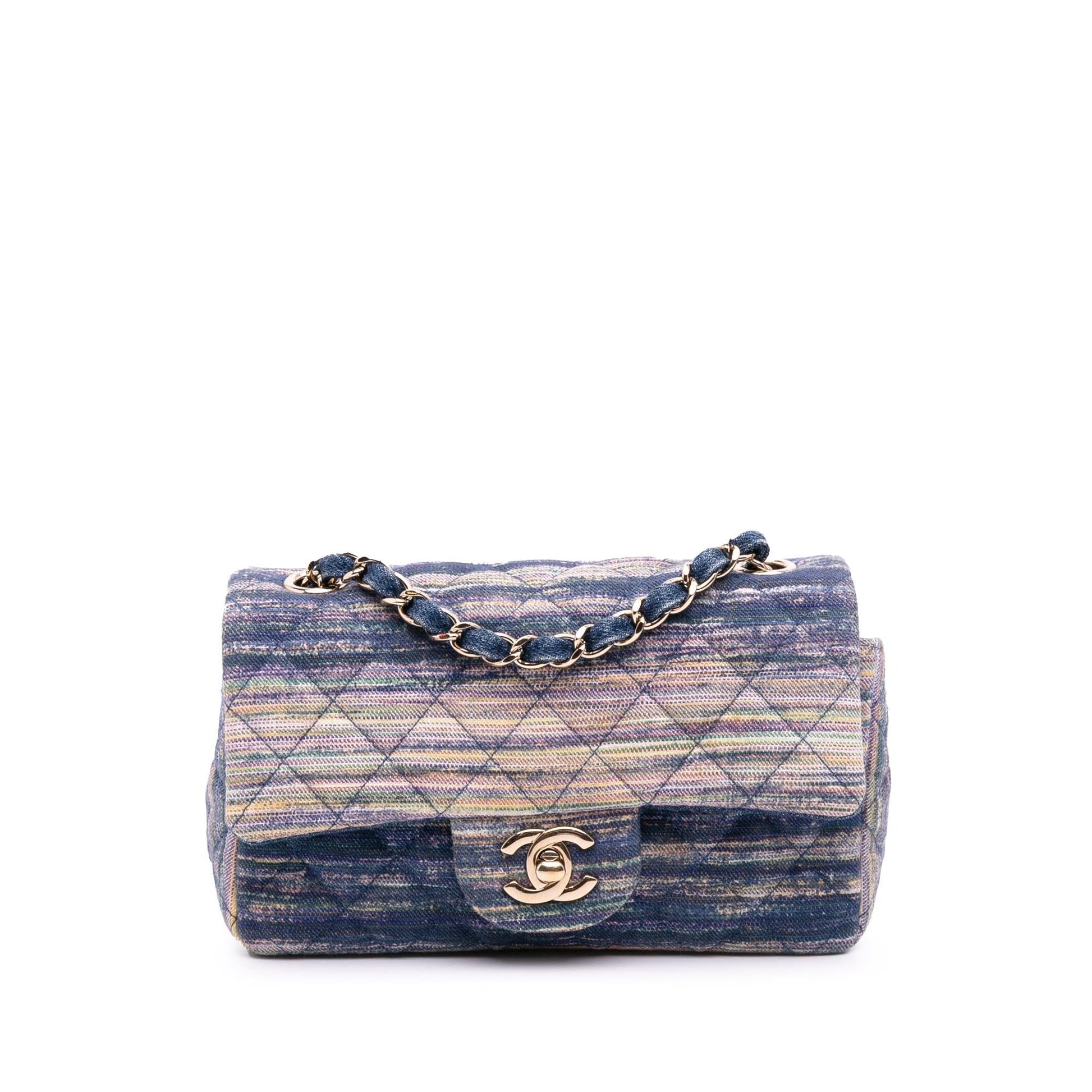 Chanel Rectangular Classic Denim Single Flap Multicolor Mini Bag