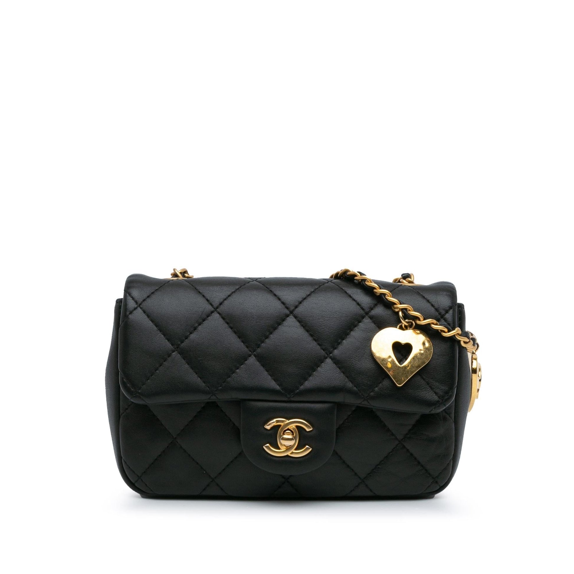 Chanel Rectangular Quilted Lambskin Heart Charms Flap Key Chain Charms Flap