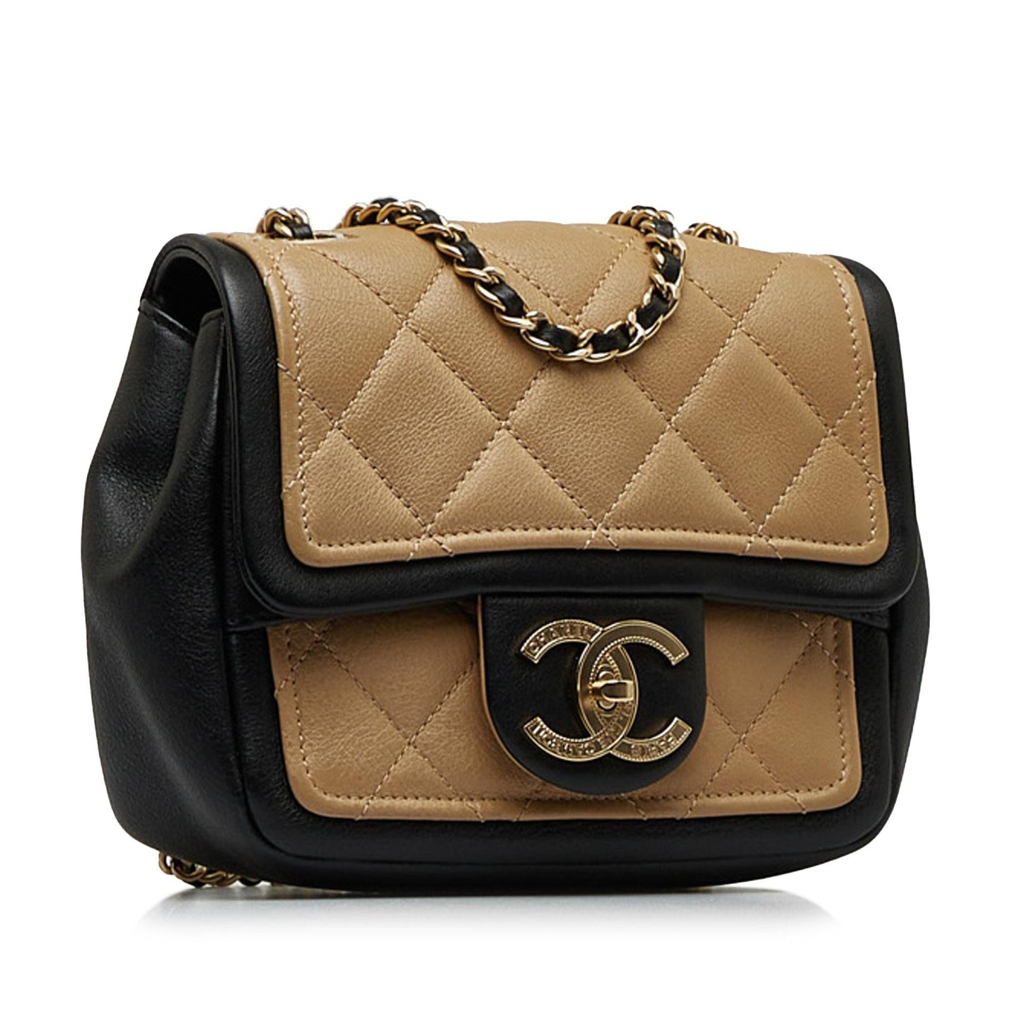 Chanel Square Calfskin Graphic Flap Crossbody Bag Crossbody Bag