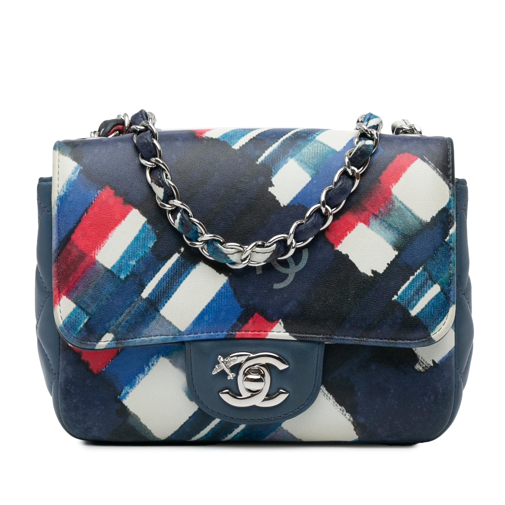 Chanel Square Classic Airlines Printed Lambskin Single Mini Bag Flap 1