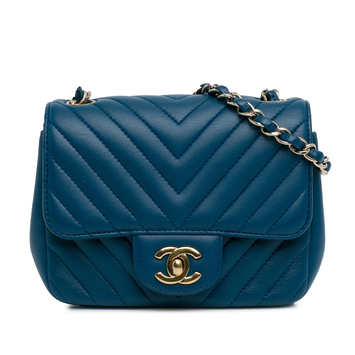 Chanel Square Classic Chevron Lambskin Single Flap Mini Bag