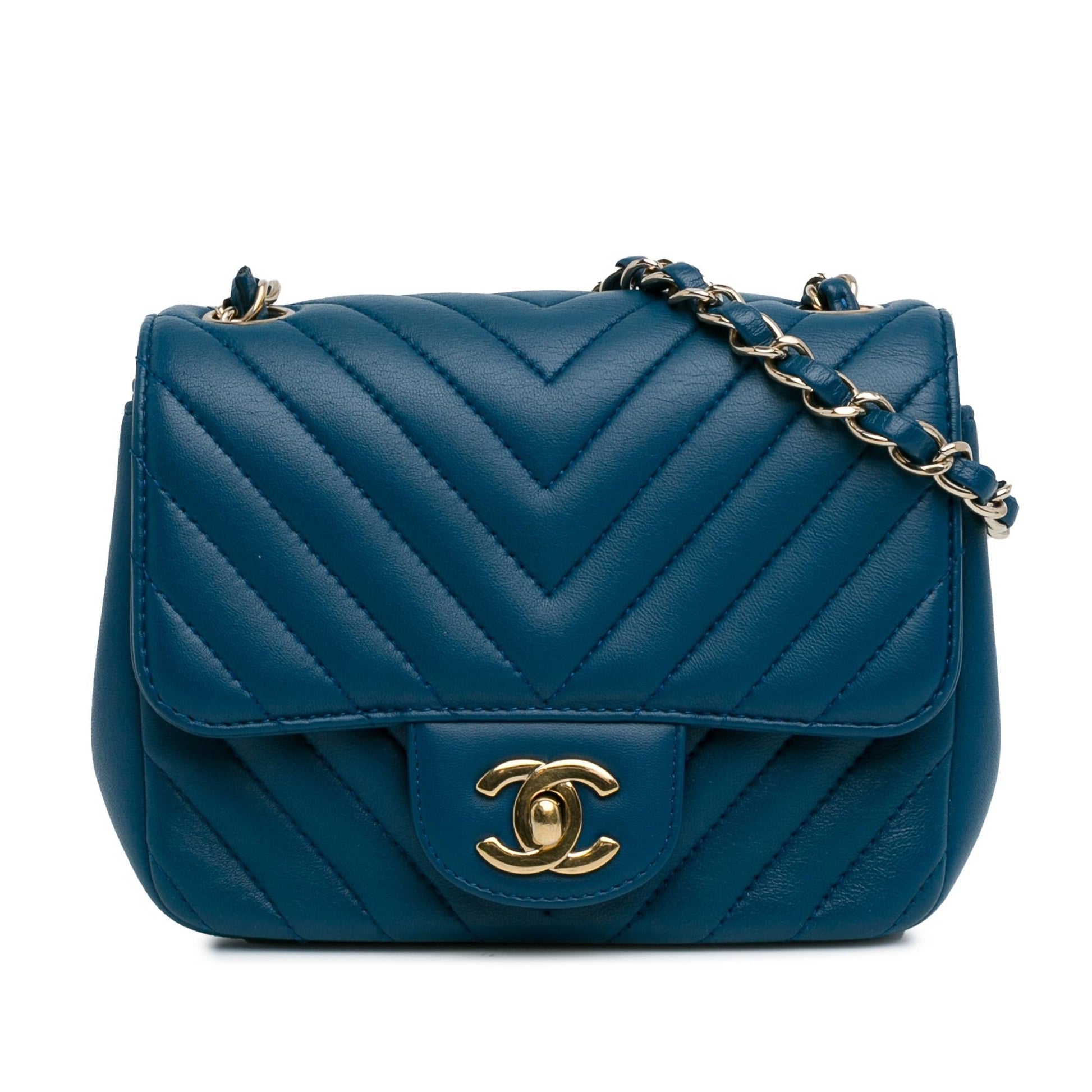 Chanel Square Classic Chevron Lambskin Single Flap Mini Bag