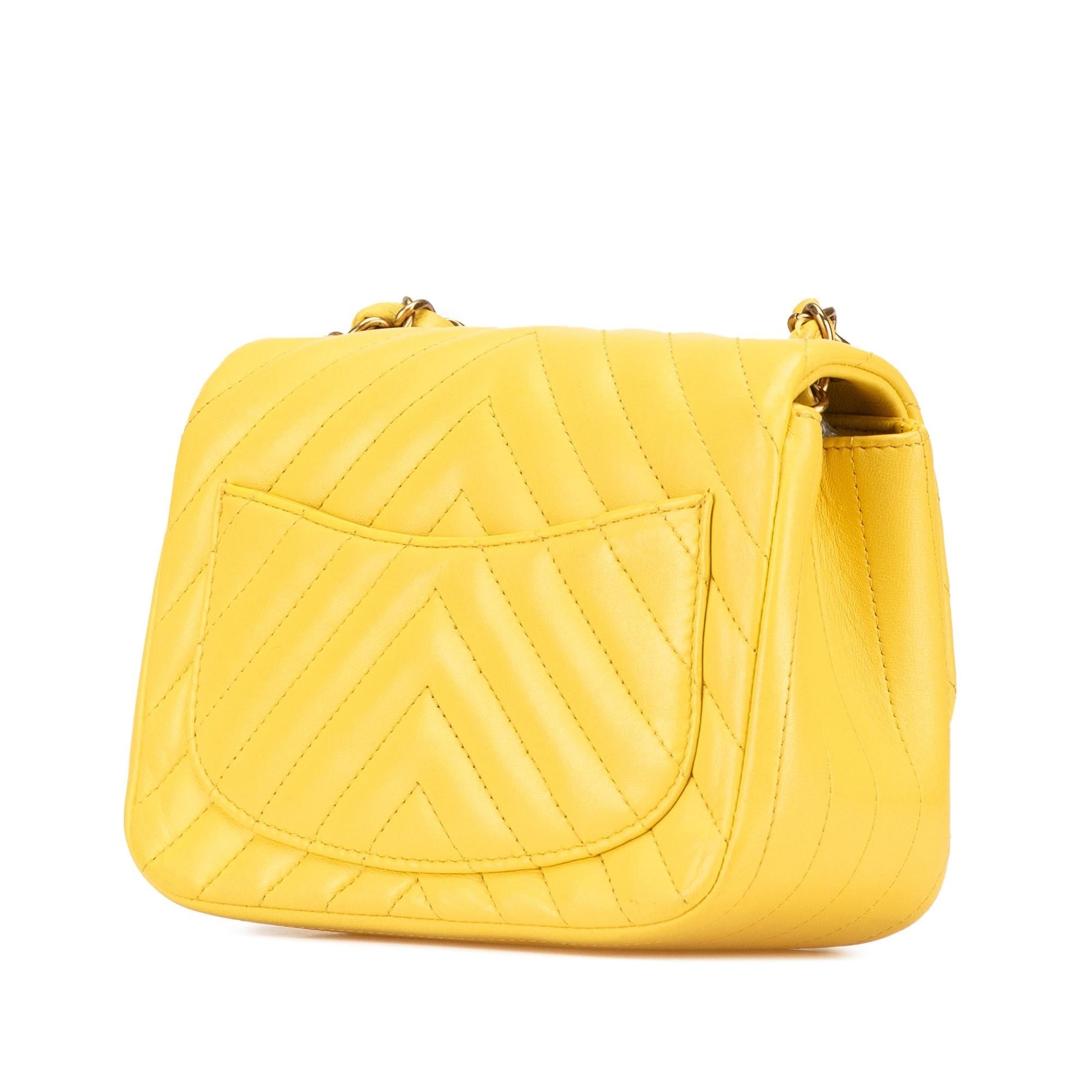 Chanel Square Classic Chevron Lambskin Single Flap Mini Bag Shg Amqtfr