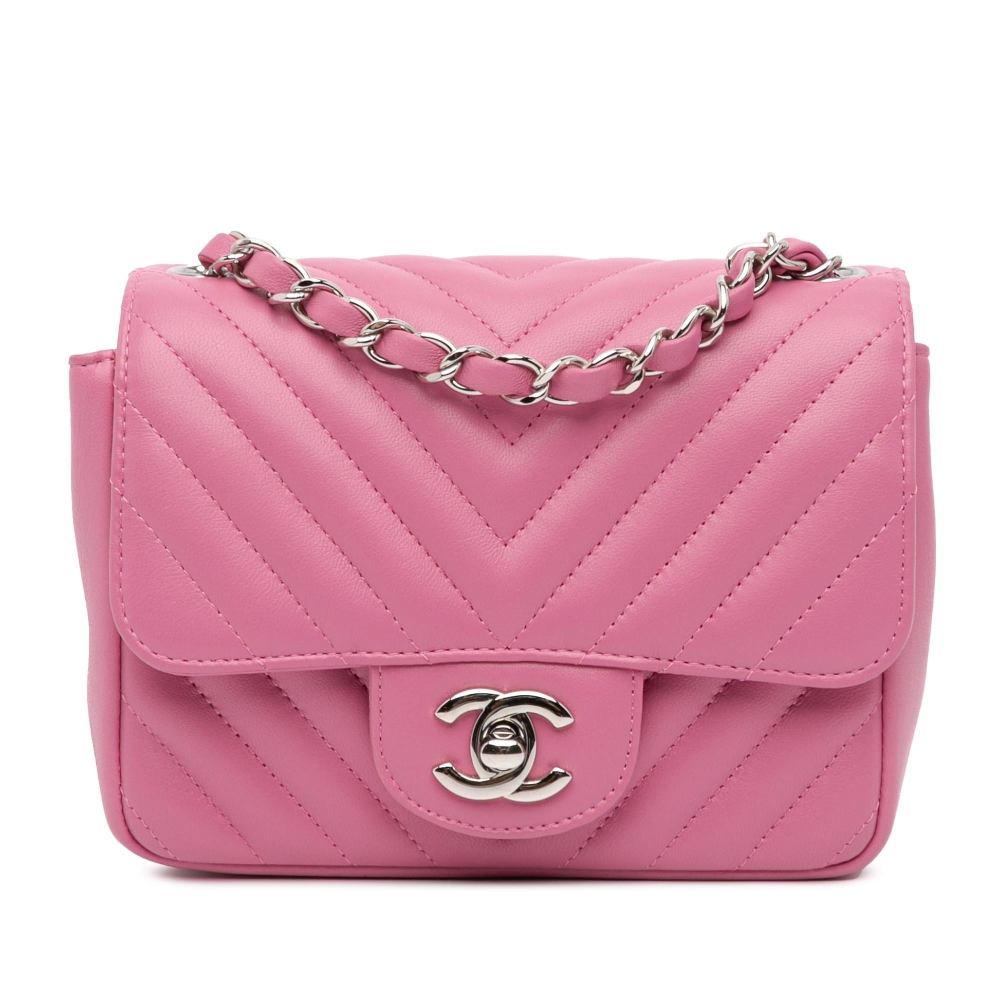 Chanel Square Classic Chevron Lambskin Single Flap Mini Bag Single Flap
