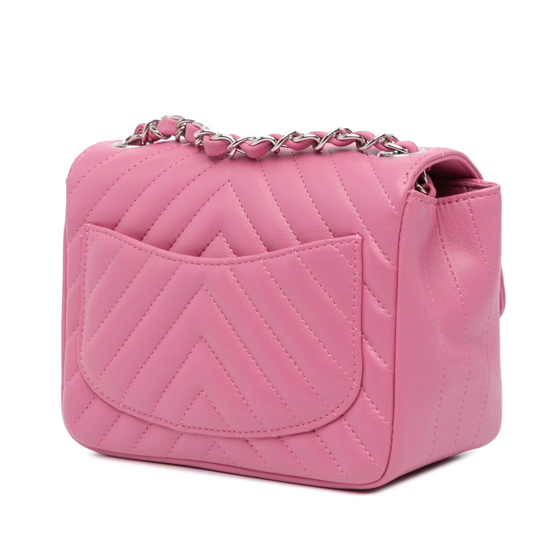 Chanel Square Classic Chevron Lambskin Single Flap Mini Bag Single Flap