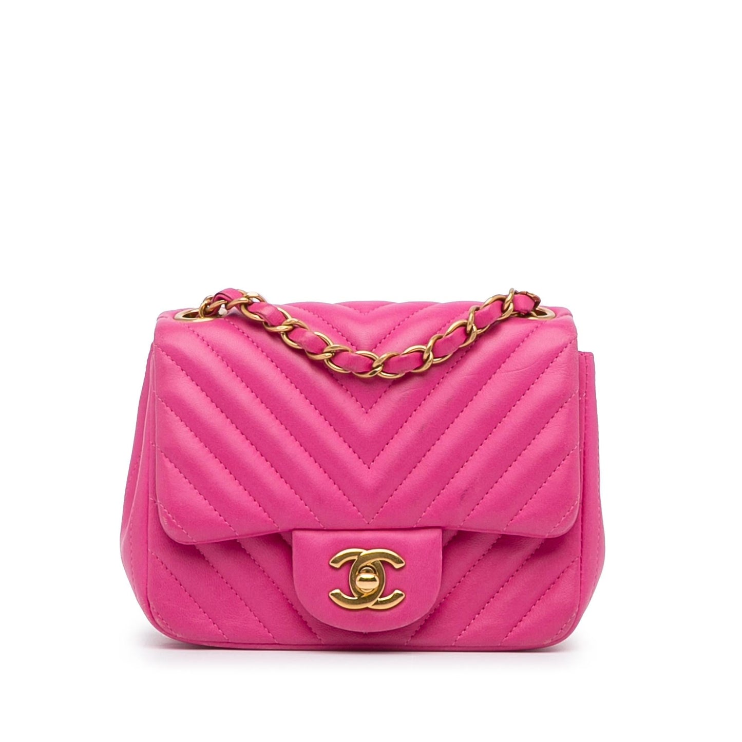 Chanel Square Classic Chevron Lambskin Single Flap Mini Bag Flap 1