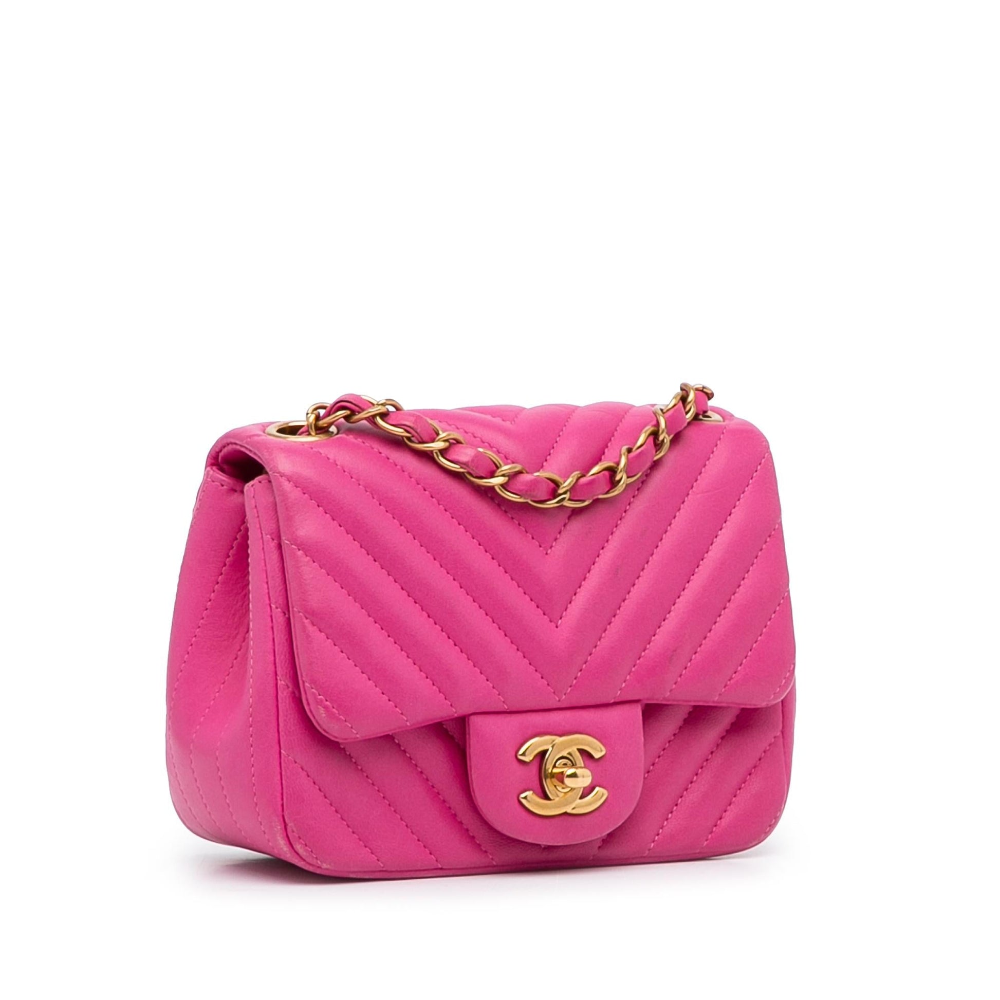 Chanel Square Classic Chevron Lambskin Single Flap Mini Bag Flap 2