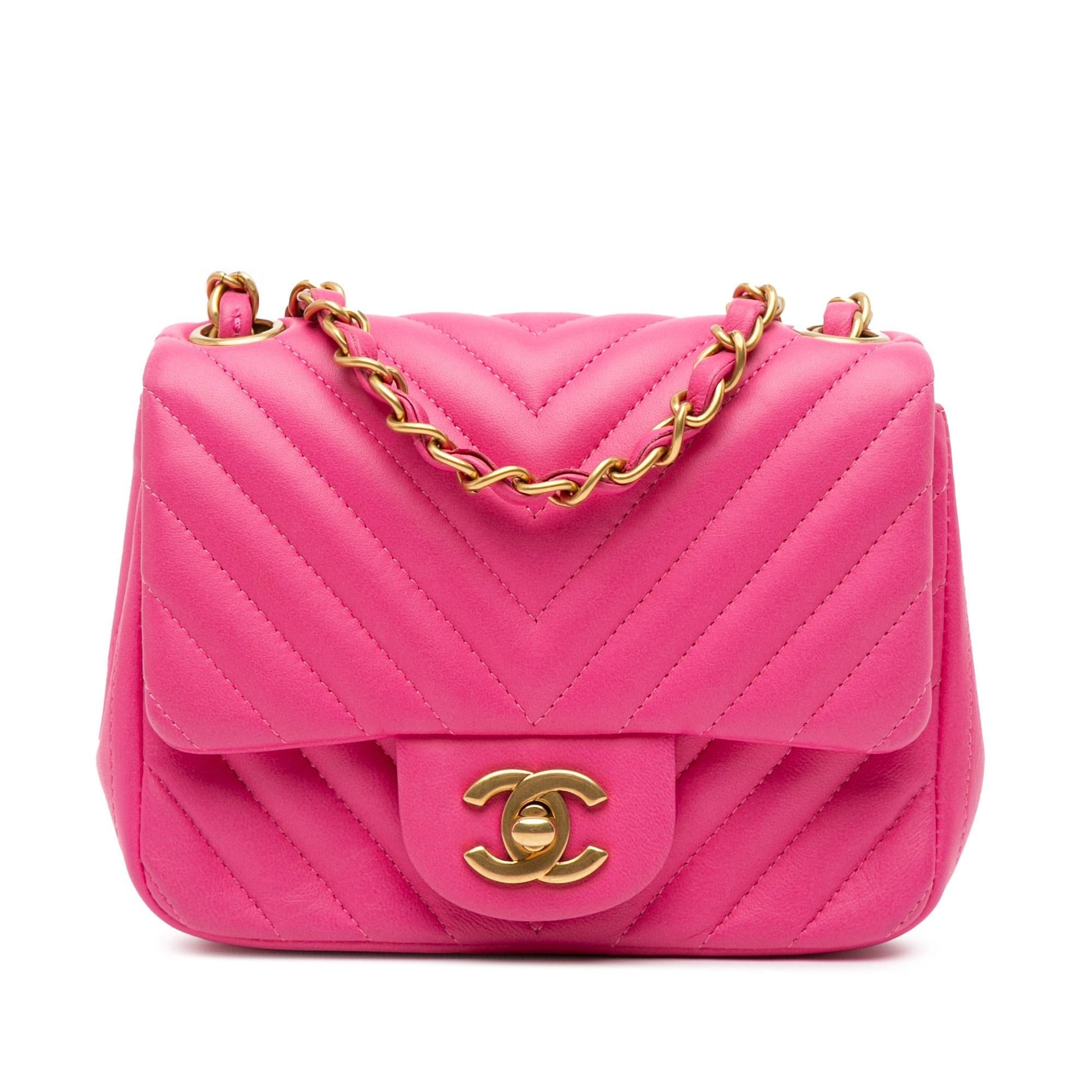 Chanel Square Classic Chevron Lambskin Single Flap Mini Bag Flap 3