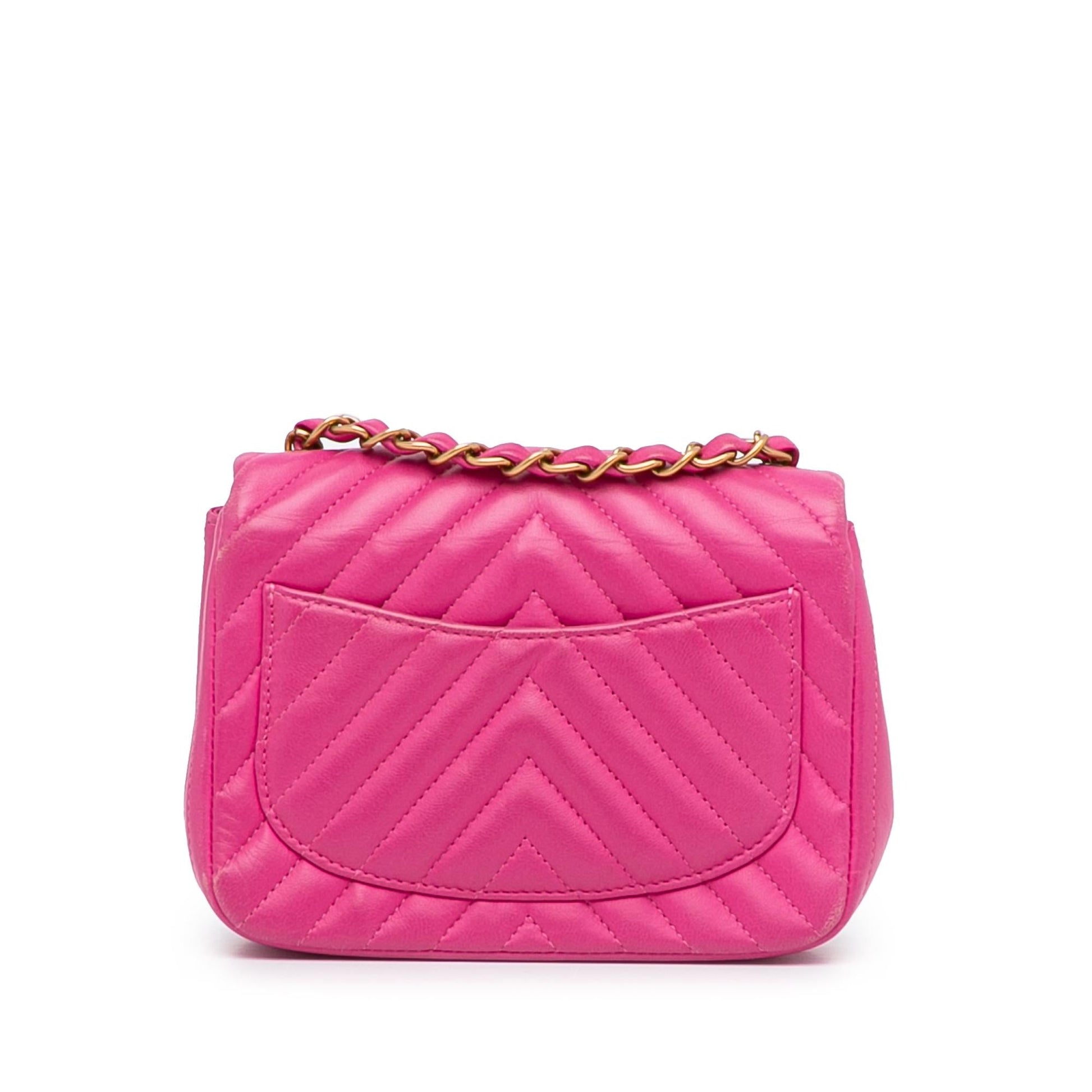 Chanel Square Classic Chevron Lambskin Single Flap Mini Bag Flap 4