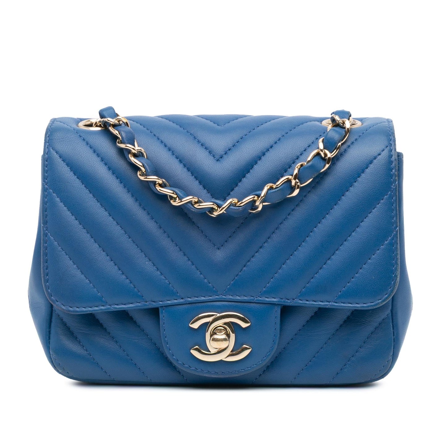 Chanel Square Classic Chevron Lambskin Single Flap Mini Bag Flap 5