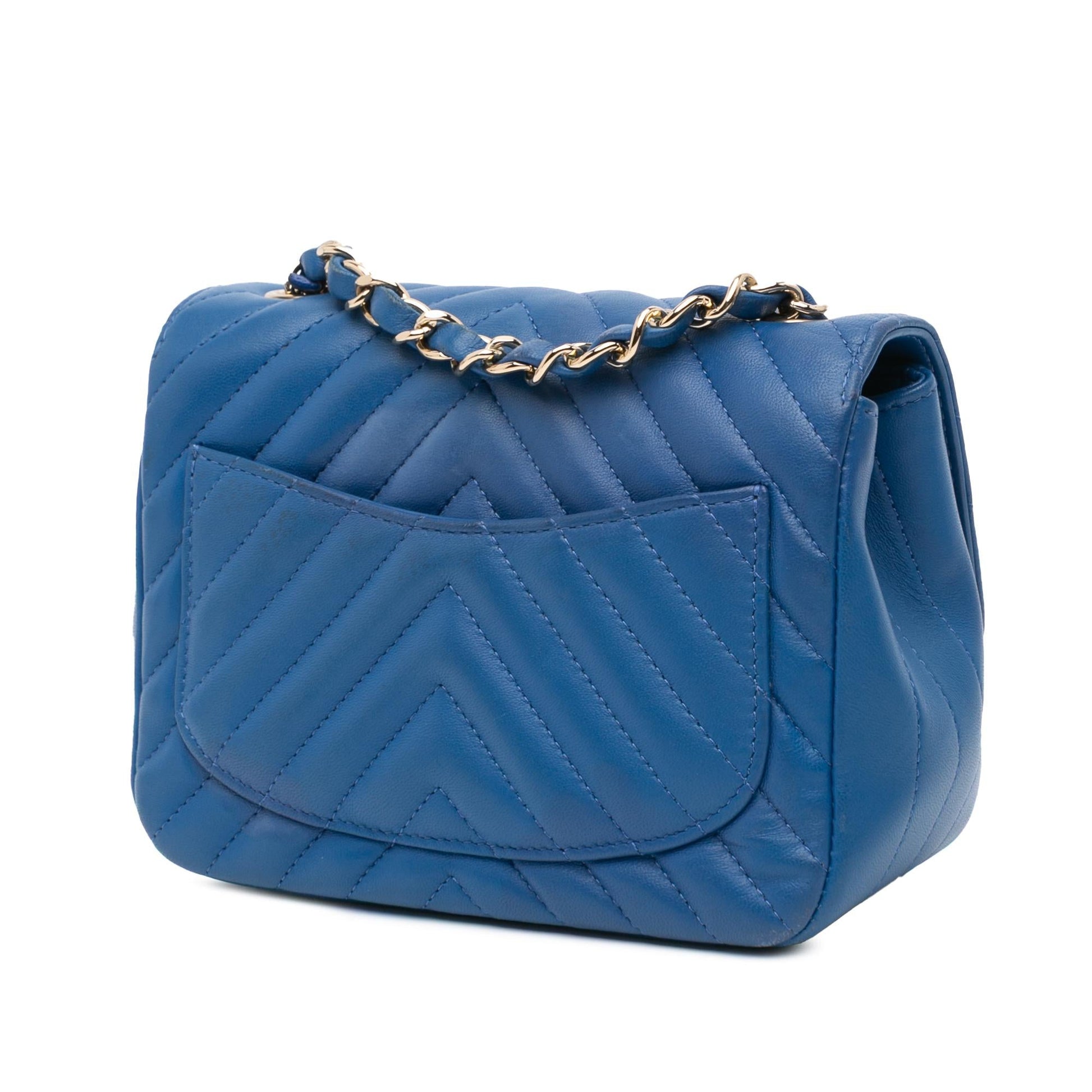 Chanel Square Classic Chevron Lambskin Single Flap Mini Bag Flap 5