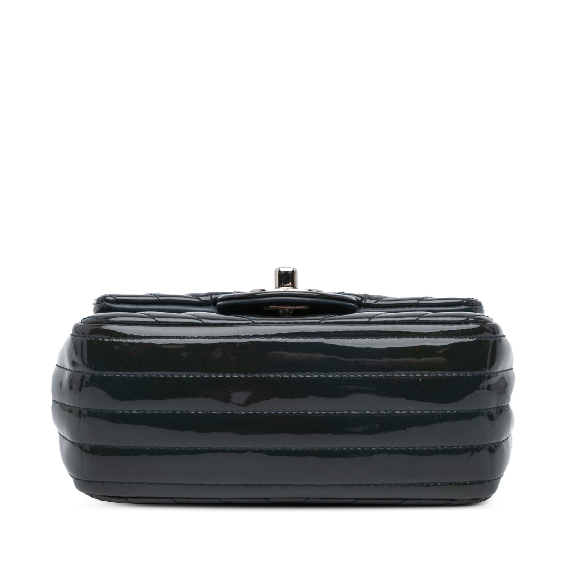 Chanel Mini Square Classic Chevron Patent Flap Handbag