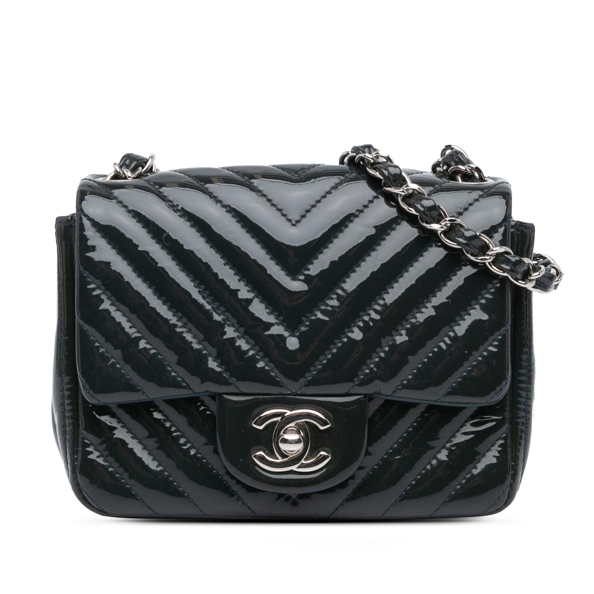 Chanel Square Classic Chevron Patent Flap Mini Bag